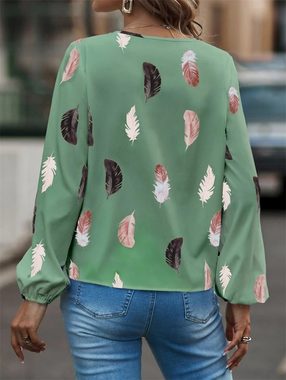 AFAZ New Trading UG Trachtenbluse Langarmhemd Damen Women's V-Neck Blouse for Stylish Looks (Stylish V-Neck Women's Blouse for Various Occasions) Women's V-Neck Blouse for Comfortable Everyday Wear