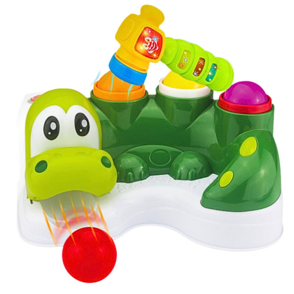 LEAN TOYS Klopfbank Hammerspiel Kugelbahn Motorikspielzeug, (Spar-Set, 1-tlg), Licht- & Soundeffekte, Hammer, 6 Bälle, ab 12 Monaten