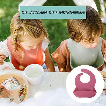 Houhence Lätzchen Silikon Lätzchen Baby Wasserdichtes Lätzchen mit Auffangschale