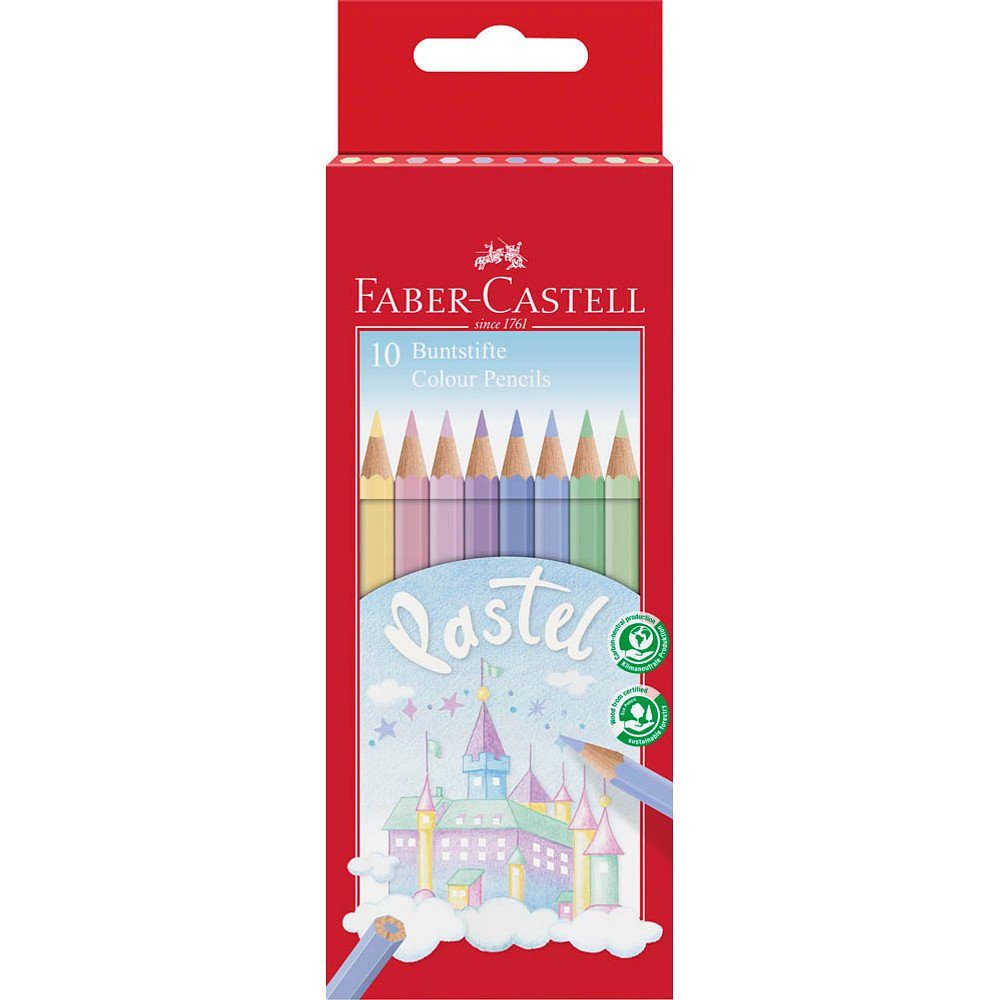 Faber-Castell Buntstift 10 Buntstifte PASTELL farbsortiert