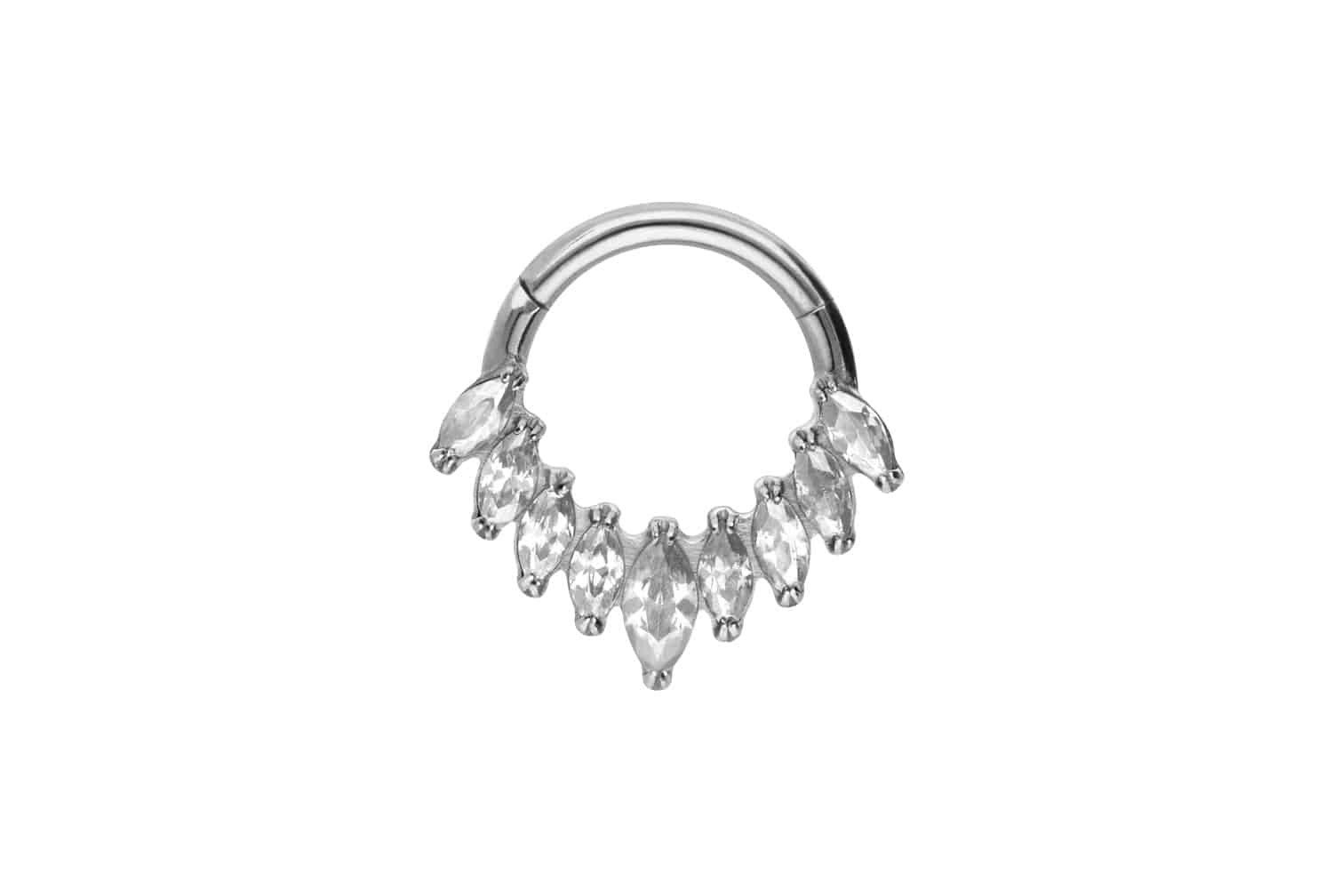 Nasenpiercing Titan Segmentring Clicker 9 EINGEFASSTE KRISTALLE Ohrpiercing Septum