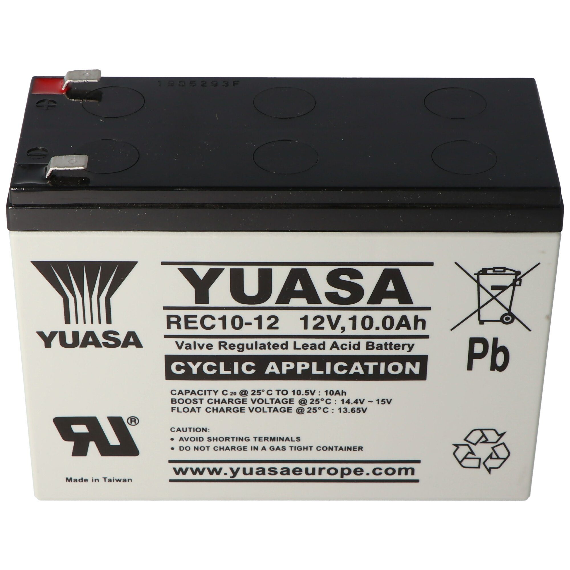 Yuasa Yuasa Blei-Akku Steckkont Volt 10Ah, und mit mAh REC10-12 V) (12,0 10000 6,3mm Akku Faston 12