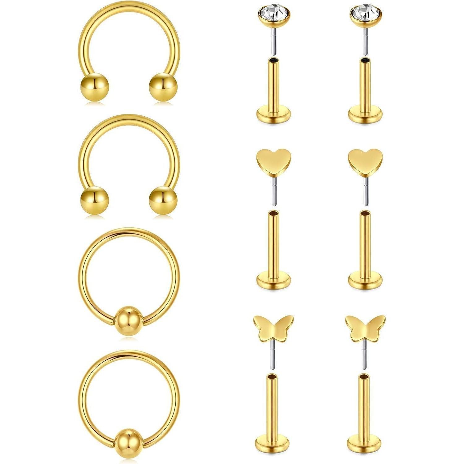Piercing-Set 16G Acryl Chirurgenstahl Lippenpiercing Tragus Helix Piercing Bioflex
