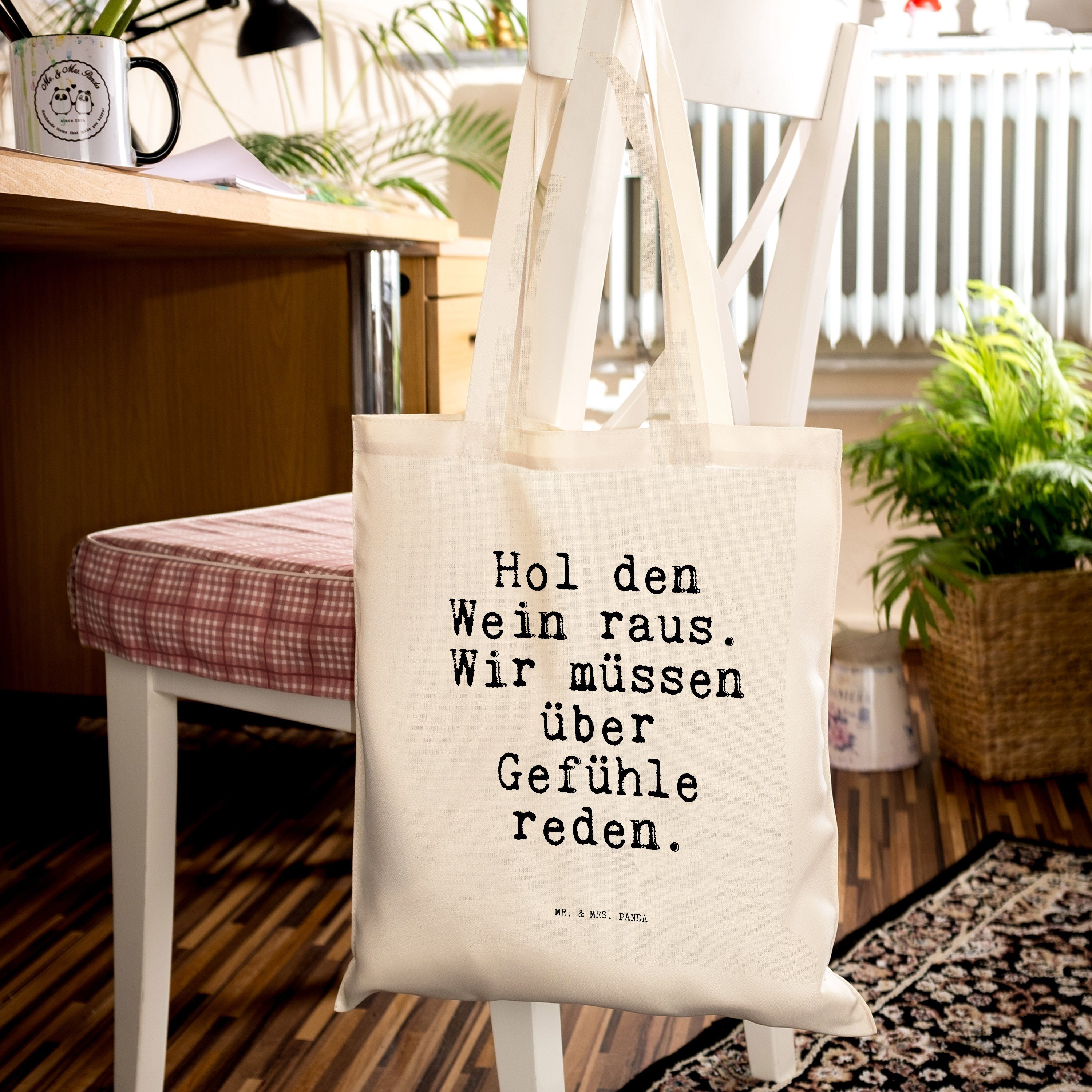 Mitbringsel, Transparent & Mr. Genießer raus.... den Mrs. Panda Geschenk, Hol (1-tlg) Wein - - Tragetasche