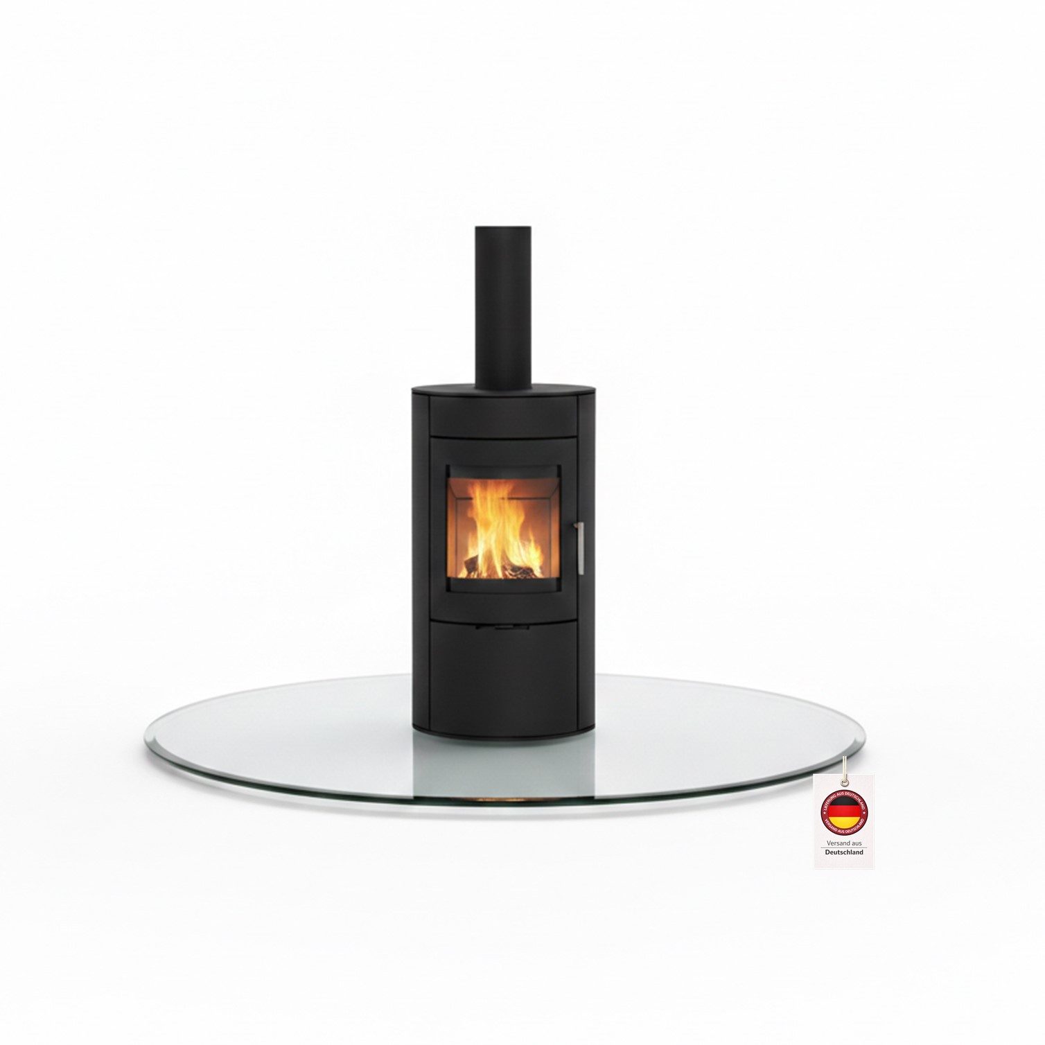 HOOZ Bodenschutzplatte Funkenschutzplatte aus 6mm ESG Ø90cm rund mit Facettenschliff Klarglas, Kamin Glas, 1-St., belastbare Glasauflage, Glasplatte, Schutzglas, Bodenschutzglas für Kamin, Ofen und Boden