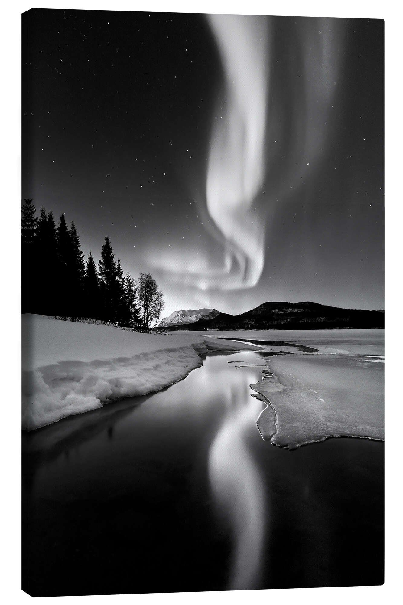 Posterlounge Leinwandbild Arild Heitmann, Aurora Borealis über Sandvannet See in Troms, Norwegen, Wohnzimmer Skandinavisch Fotografie