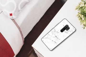 MuchoWow Handyhülle Marmor - Weiß - Grau - Luxus - Marmoroptik - Strukturiert, Phone Case, Handyhülle Xiaomi Redmi 9, Silikon, Schutzhülle