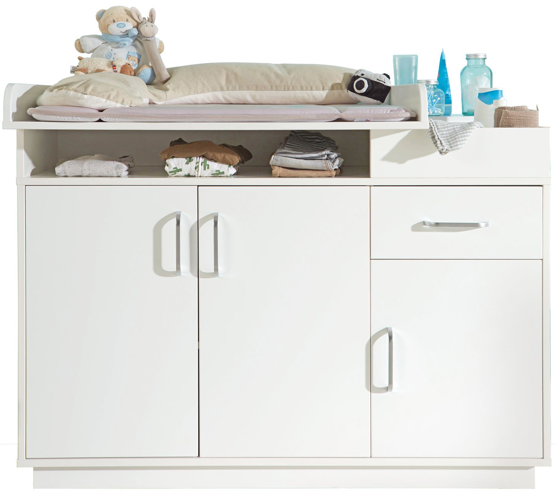 Made in Kleiderschrank), Wickelkommode, Kinderbett, 3-trg. 3-St., roba® Nordic, Kleiderschrank; (Set, weiß, Europe Wickelkommode und Kinderbett, Babyzimmer-Komplettset