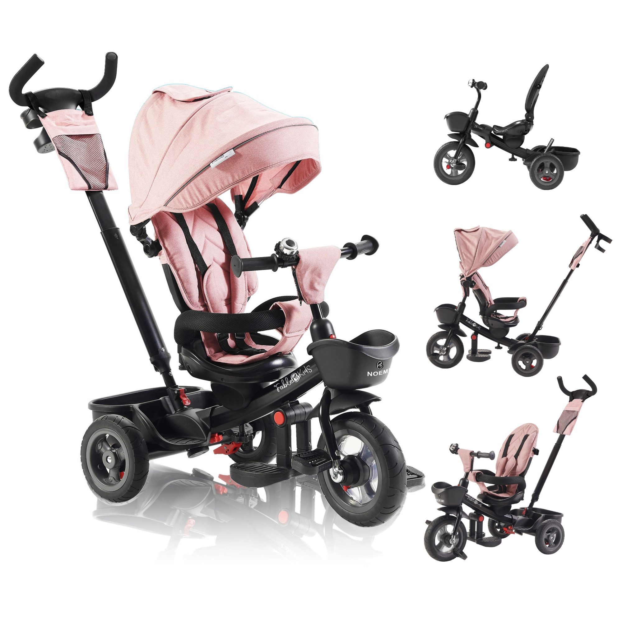 FableKids Dreirad NOEMI 5in1 Kinderdreirad Kinder Lenkstange Fahrrad Baby Kinderwagen