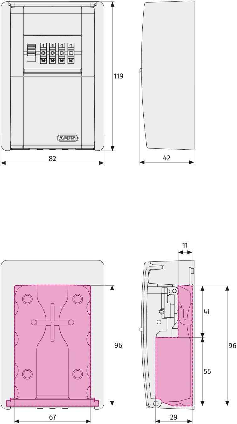 ABUS Schlüsselkasten KeyGarage™ 787 - Schlüsselbox zur Wandmontage - schwarz-silber (Standard), mit indiv. einstellbarem, 4-stelligem Zahlencode - ideal für das – Bild 4 von 4