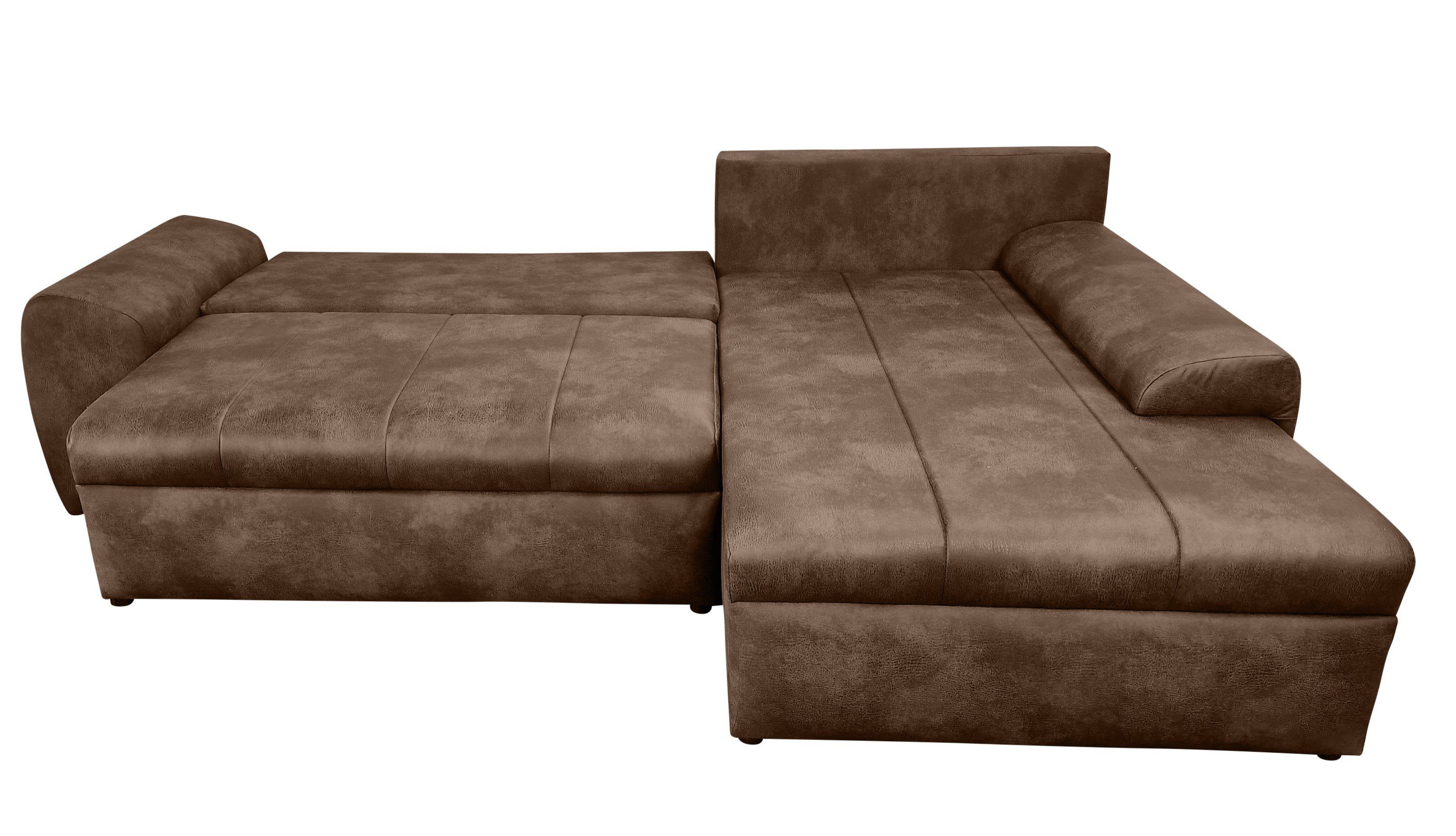 luma-home Ecksofa 18011, mit Bettfunktion B266/T186/H90 cm, Ottomane rechts günstig online kaufen