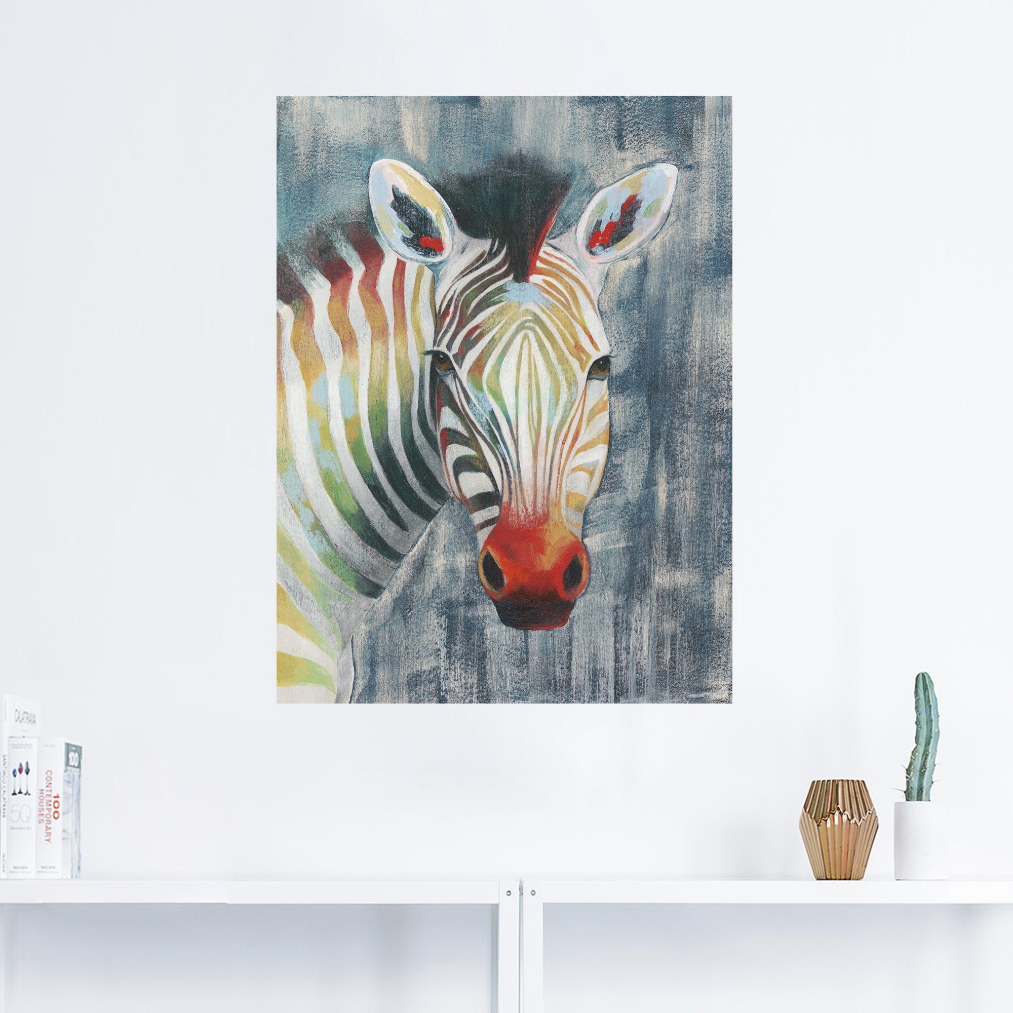 in Leinwandbild, Poster versch. Zebra oder als St), Alubild, Größen Wandbild Wildtiere Wandaufkleber (1 Artland Prisma I,