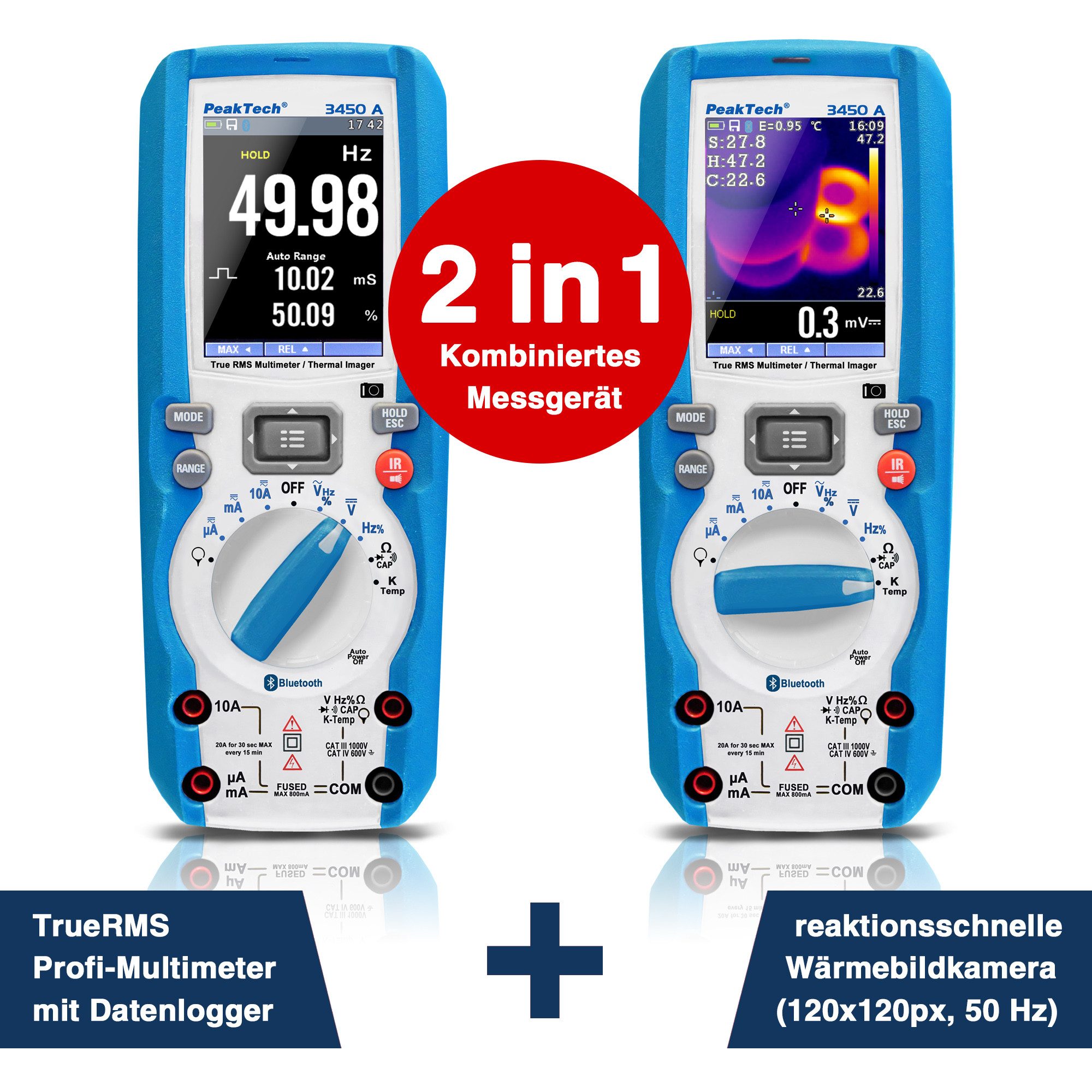 PeakTech Multimeter CAT III 1000V TRMS Digitalmultimeter Wärmebild