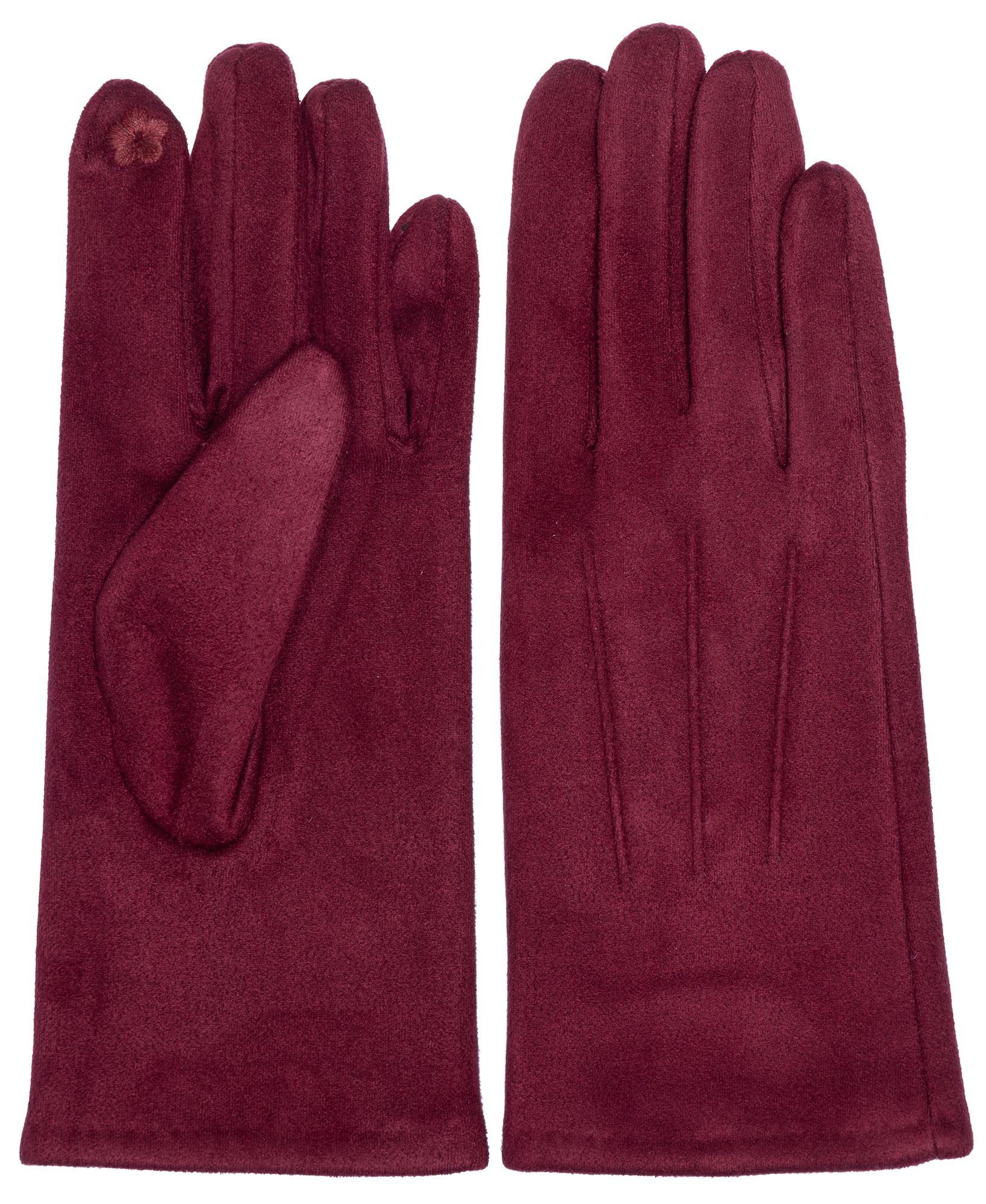 GLV014 Damen Nähten Handschuhe Caspar weinrot klassisch 3 elegante mit uni Strickhandschuhe