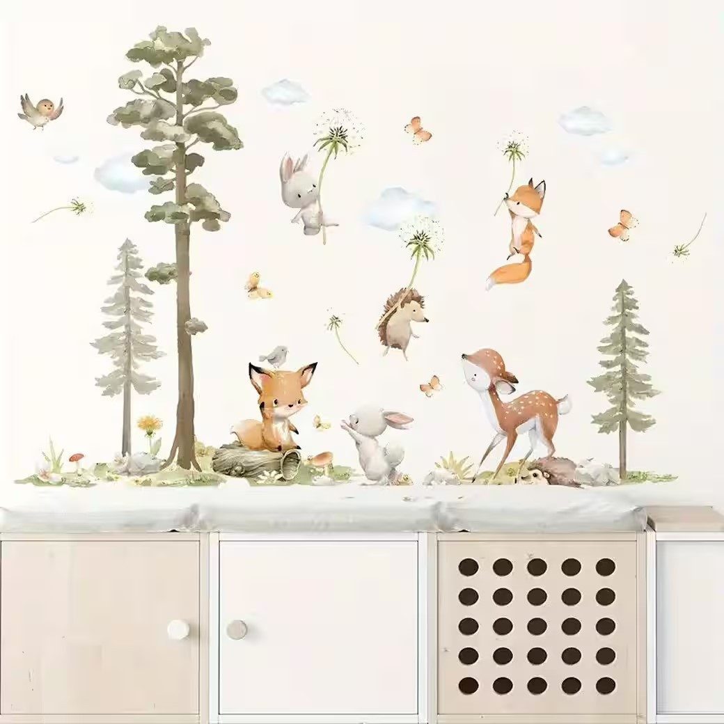 Montegoni Wandtattoo Wandaufkleber Kaninchen Fuchs Hirsch Baum für Kinderzi günstig online kaufen