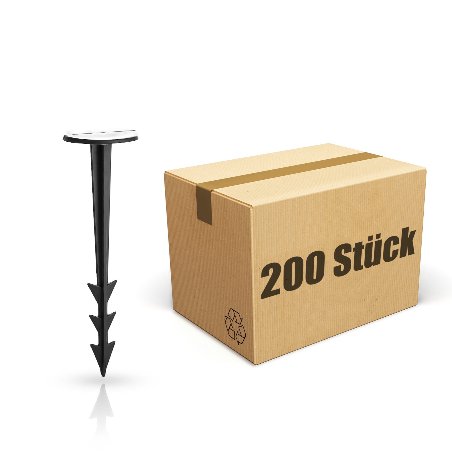 BigDean Erdnagel Erdanker Bodenanker für Gartenvlies 12,5cm Erdnägel Erdhaken, Set, 200-St., Erdnägel, 3 Widerhaken, Lange Erdnägel, UV-Beständig