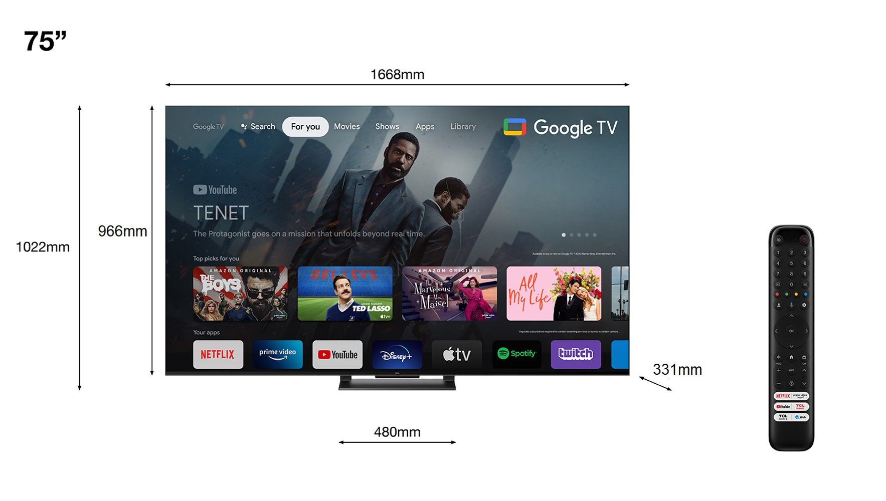 TCL 75QLED870 QLED-Fernseher (75 Zoll, 4K Ultra HD)  ! RABATT: 42.12%