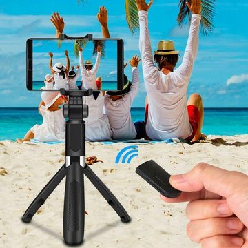 AKKEE Bluetooth Selfie-Stick Stativ Erweiterbar Selfie Stange Smartphone-Halterung, (360° Drehbar, 1-tlg., mit Kabelloser Fernbedienung, für Selfie, Reisen, Vlog)
