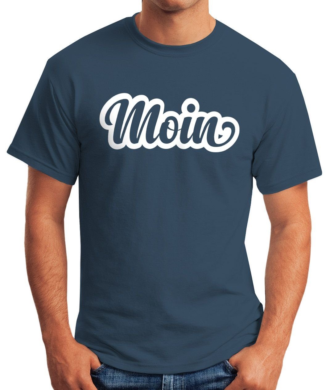 MoonWorks Print-Shirt Herren Print mit Fun-Shirt T-Shirt Moin Moonworks® blau