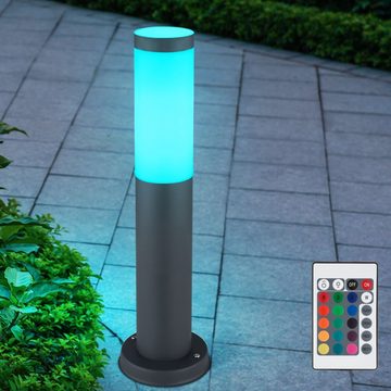 etc-shop LED Außen-Stehlampe, Leuchtmittel inklusive, Warmweiß, Farbwechsel, 2er Set RGB LED Außen Sockel Lampe DIMMBAR Garten