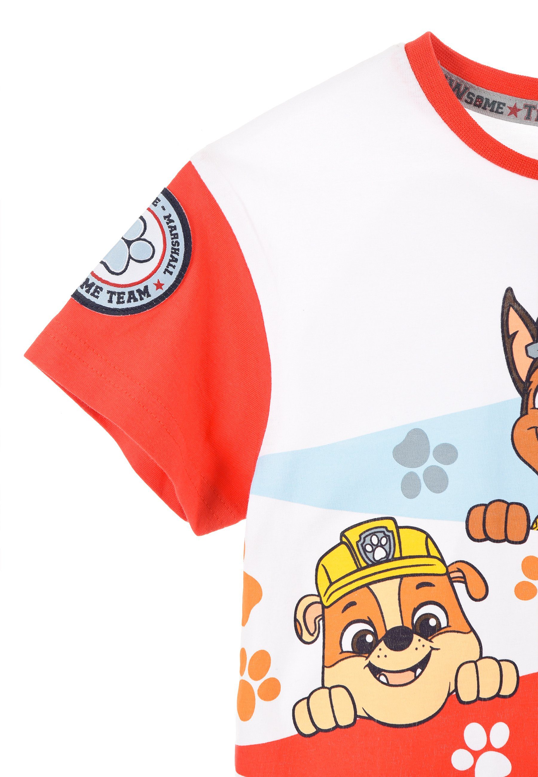 PAW PATROL T-Shirt Chase Oberteil Jungen Rubble Marshall Rot T-Shirt Kinder