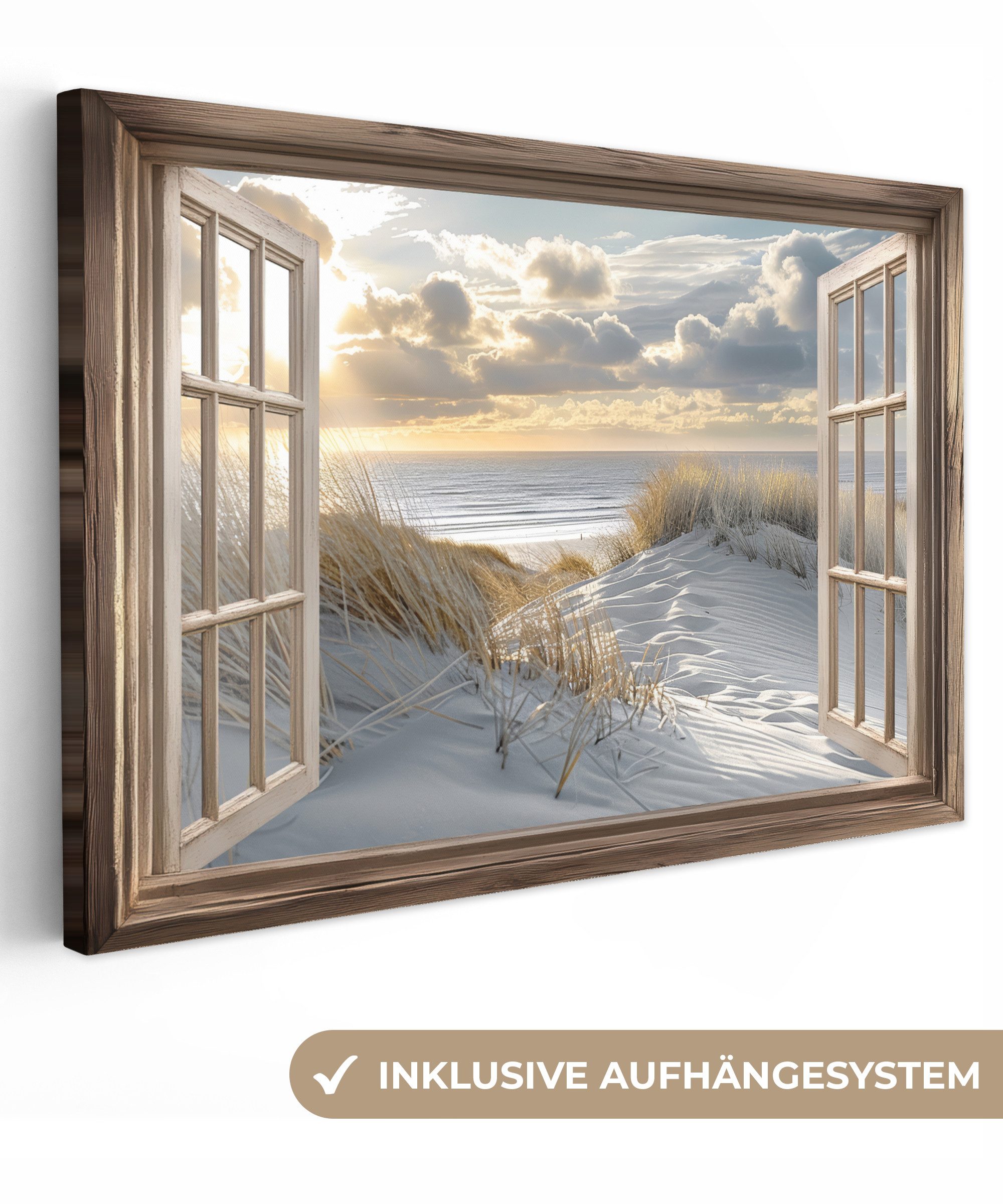 OneMillionCanvasses® Leinwandbild Ausblick - Strand - Dünen - Meer - Natur, günstig online kaufen
