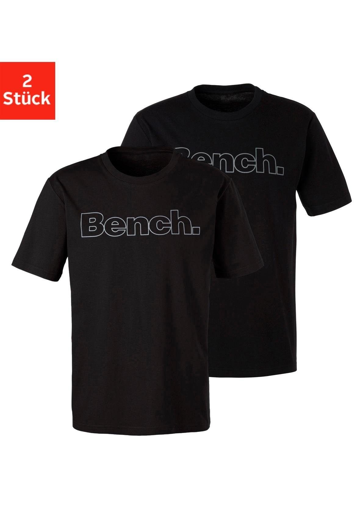 Bench. Loungewear T-Shirt (2-tlg) mit Bench. Print vorn schwarz