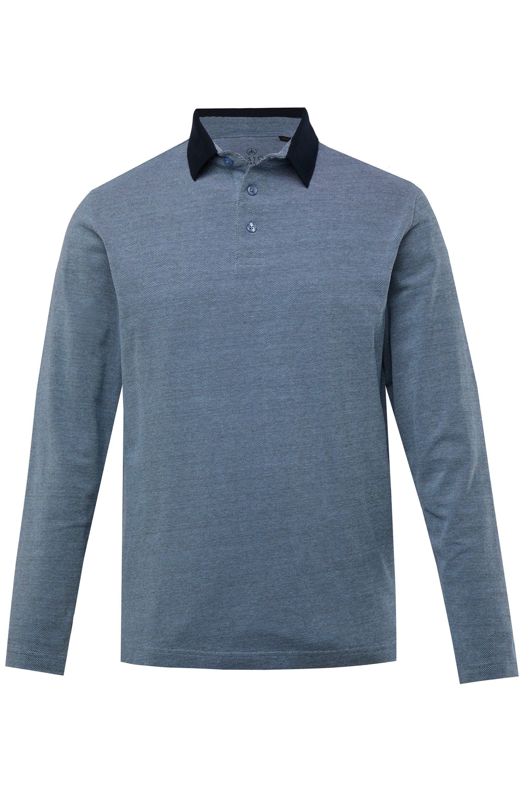 Poloshirt Poloshirt Langarm Kontrast-Polokragen