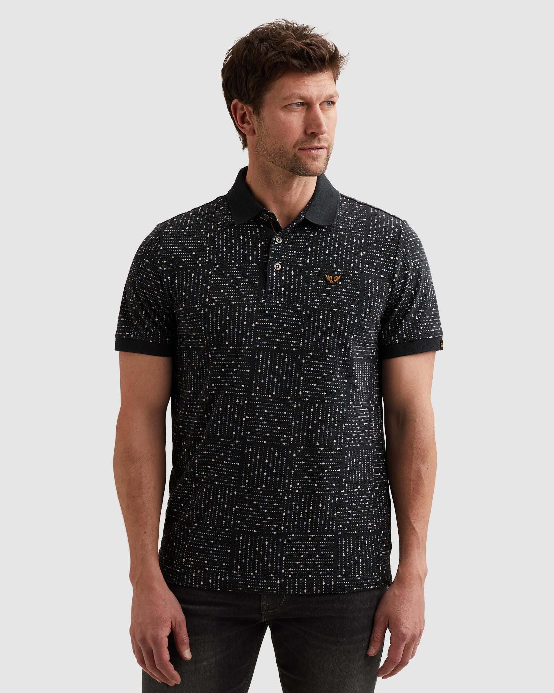PME LEGEND Short sleeve polo printed fine pique mit Logo Stickerei