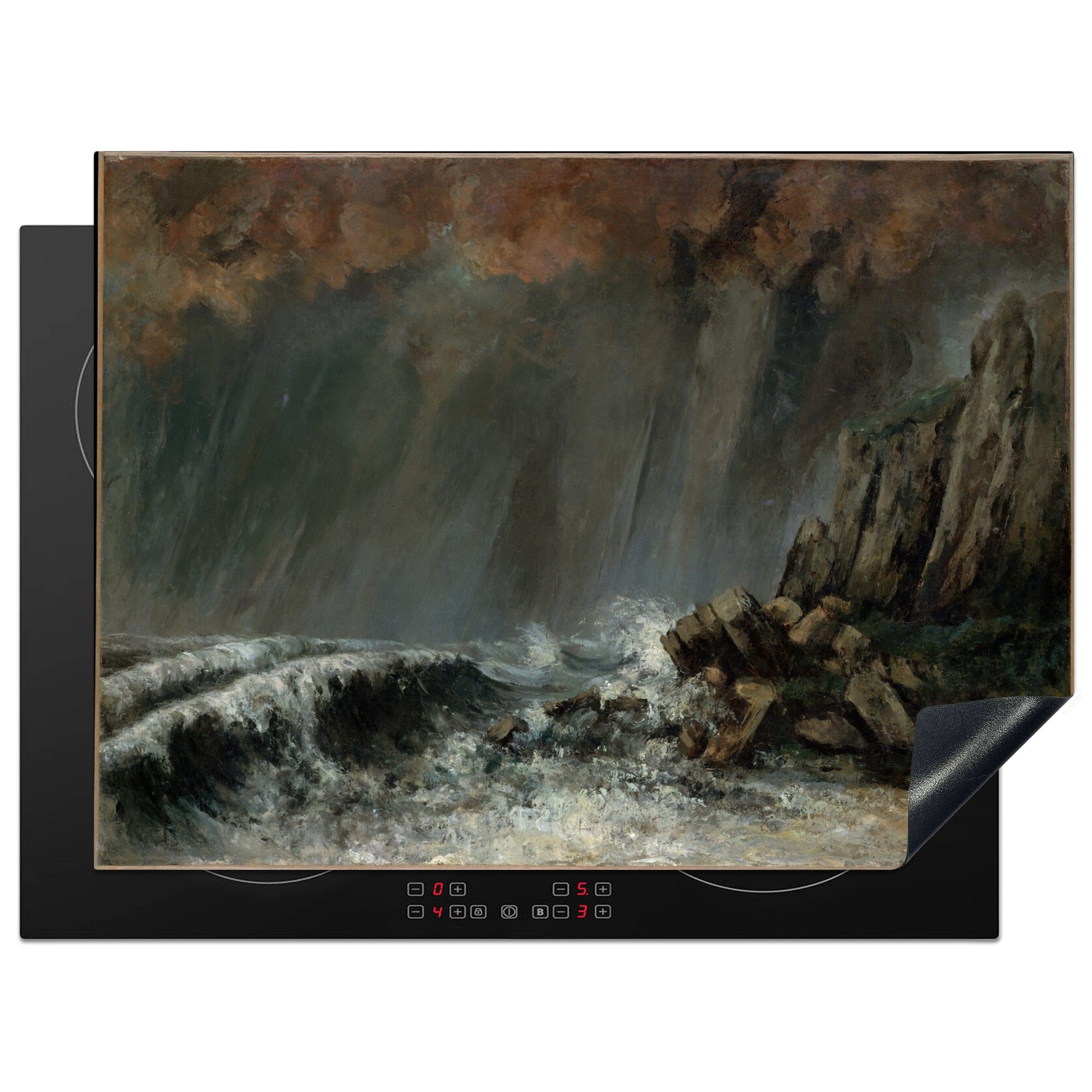 Wasserspeier Schutz Marine: Gustave MuchoWow cm, 71x52 - Herdblende-/Abdeckplatte Courbet, Ceranfeldabdeckung küche, für von die Gemälde (1 Vinyl, Der tlg), Induktionskochfeld