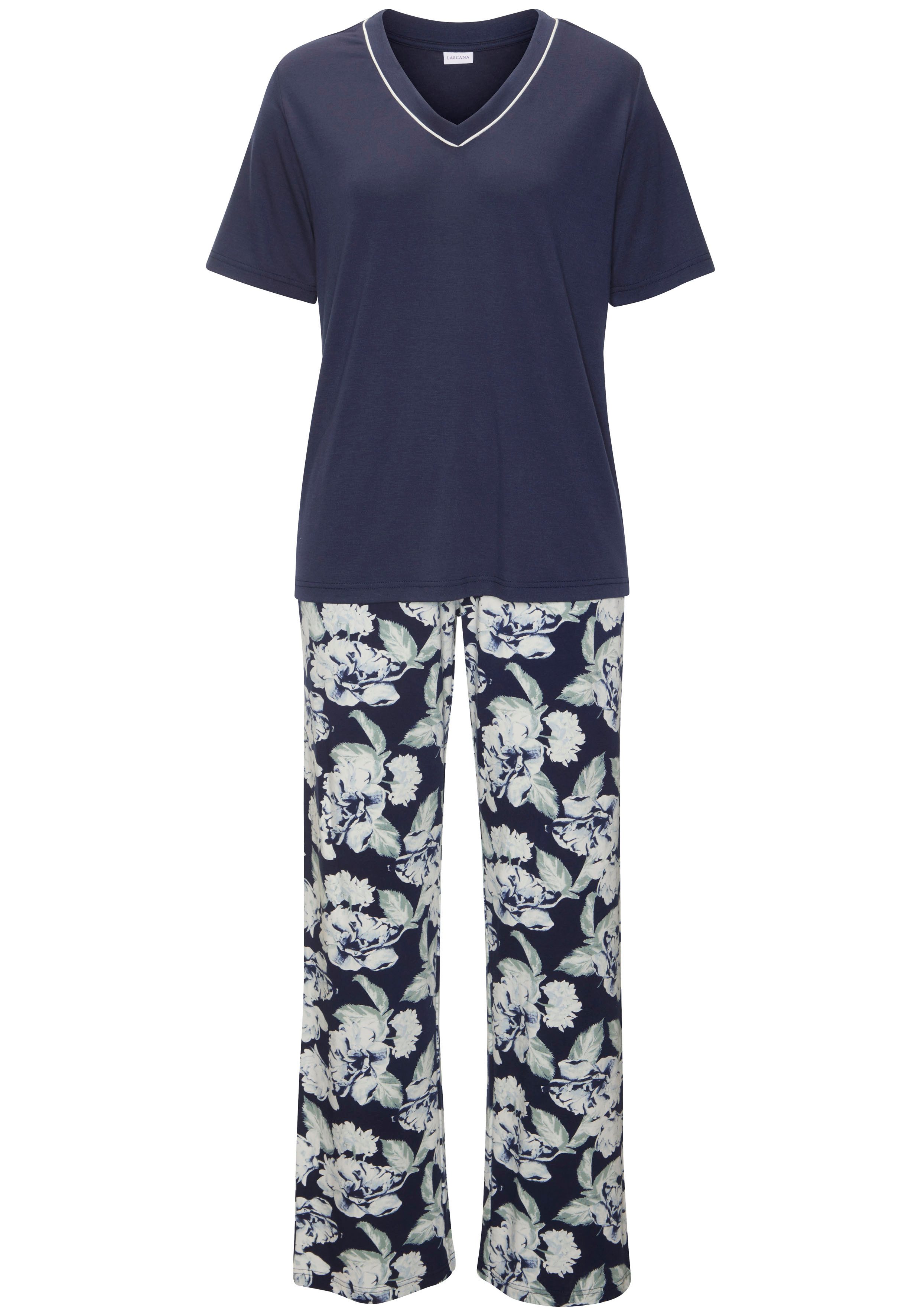 LASCANA Pyjama (2 tlg) mit schönem Blumenmuster günstig online kaufen