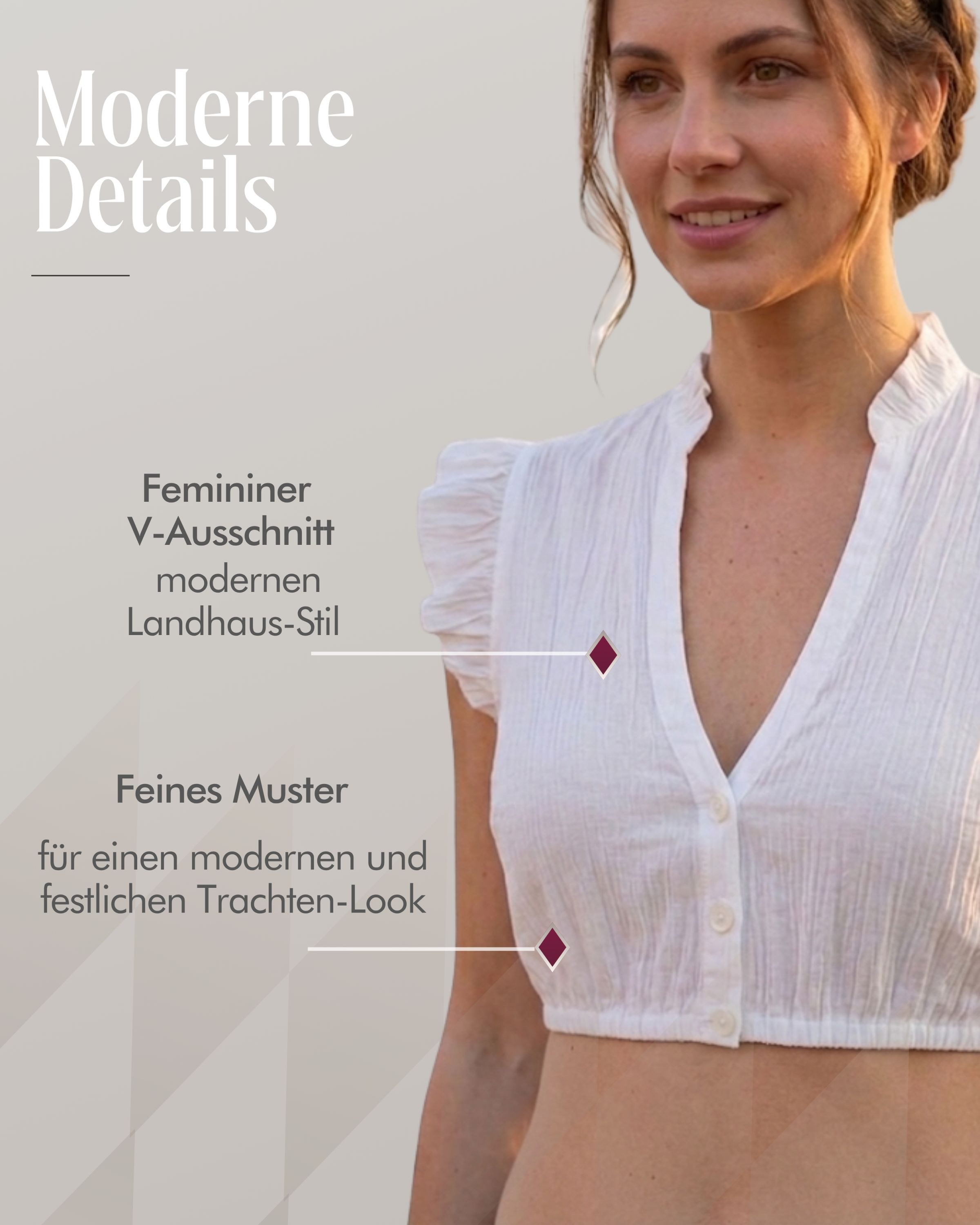 Nübler Dirndlbluse Dirndlbluse Tina Kurzarm in Creme von Nübler – Bild 4 von 5