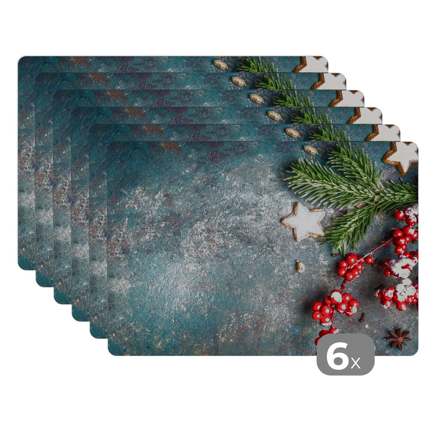 MuchoWow Platzset Weihnachten - Rustikal - Zweige - Sternanis - Beeren - Ro günstig online kaufen