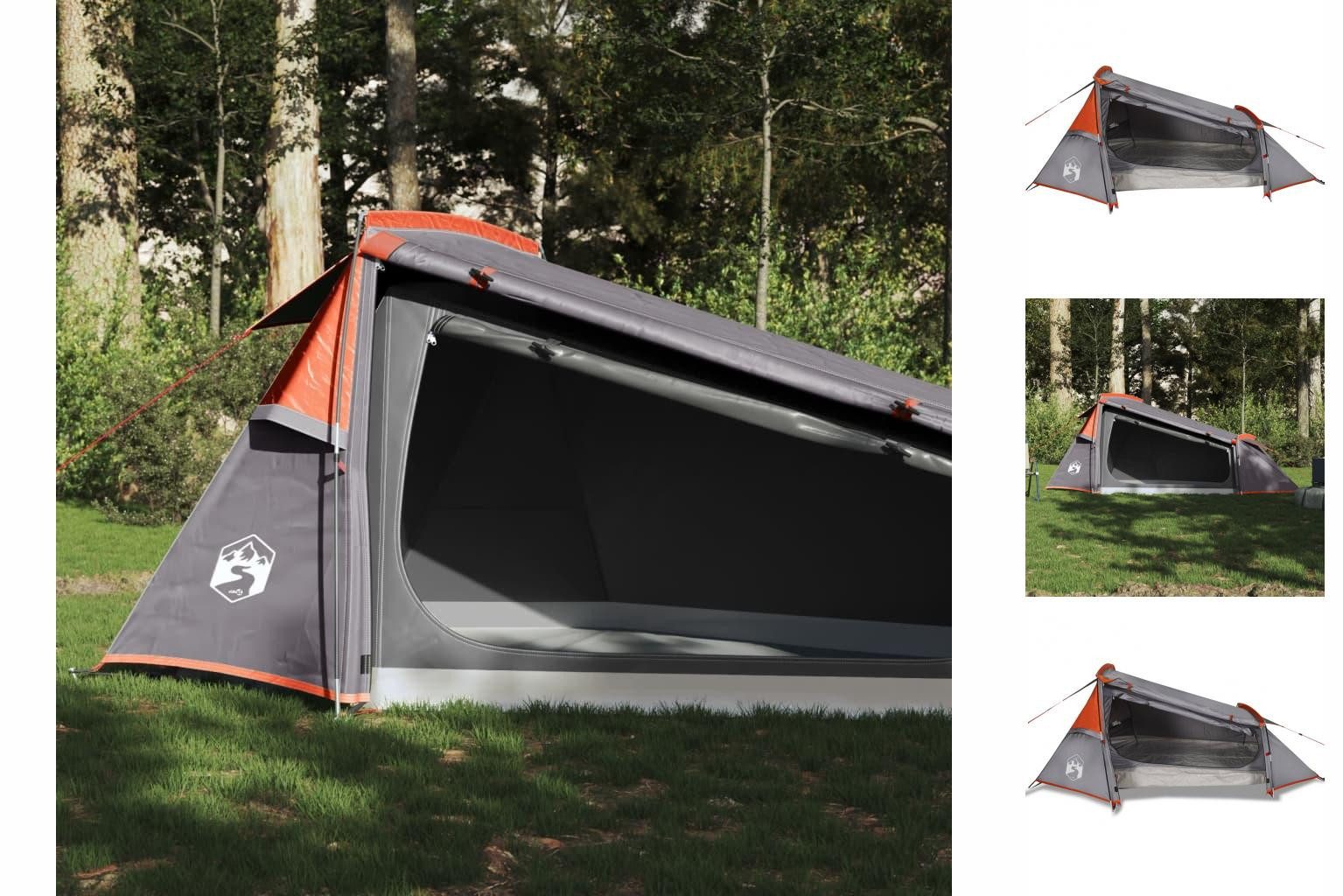 vidaXL Wurfzelt Zelt Campingzelt Tunnelzelt 2 Personen Grau und Orange Wasserdicht