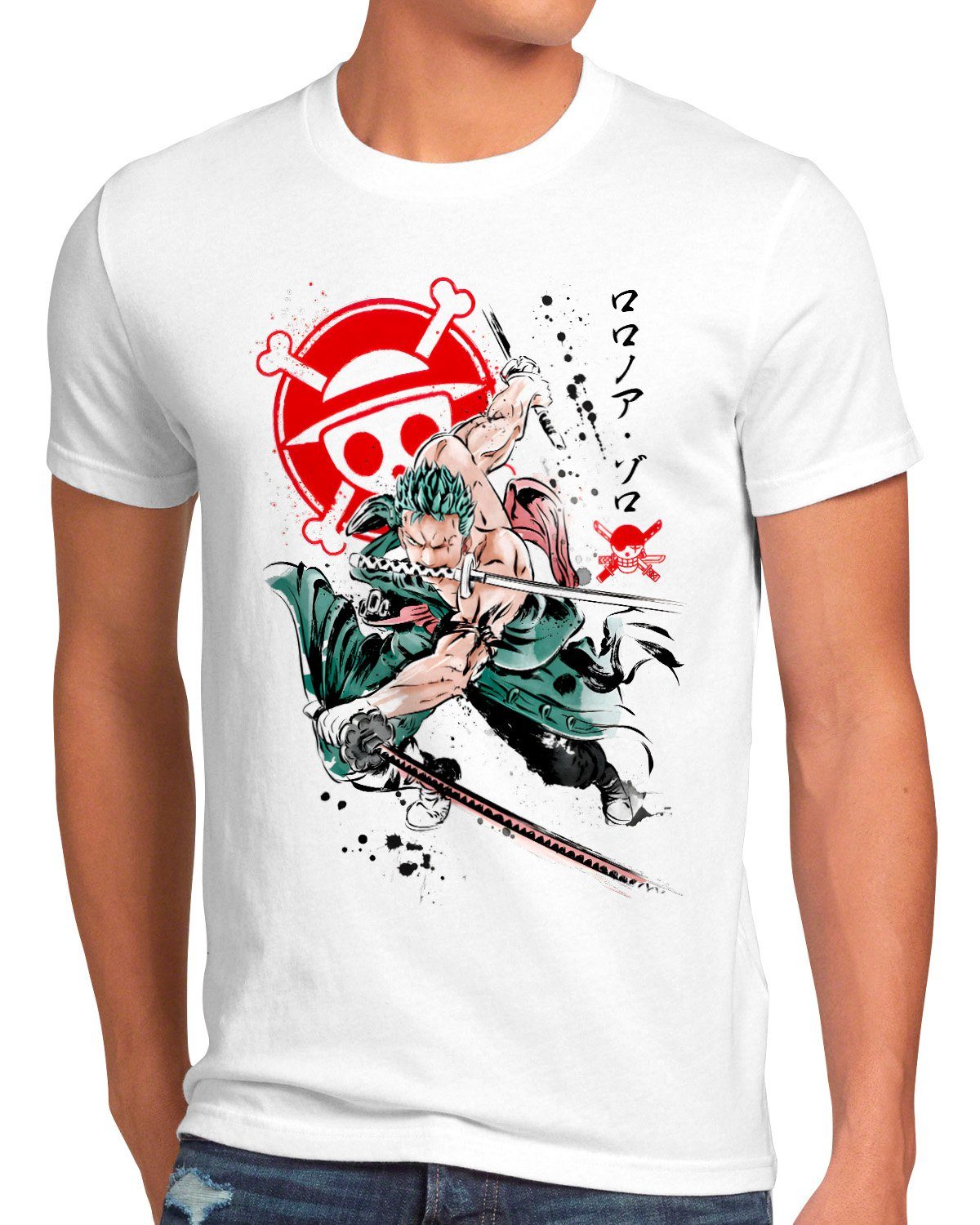 T-Shirt Print-Shirt Pirate one japan anime piece luffy Herren manga Hunter style3