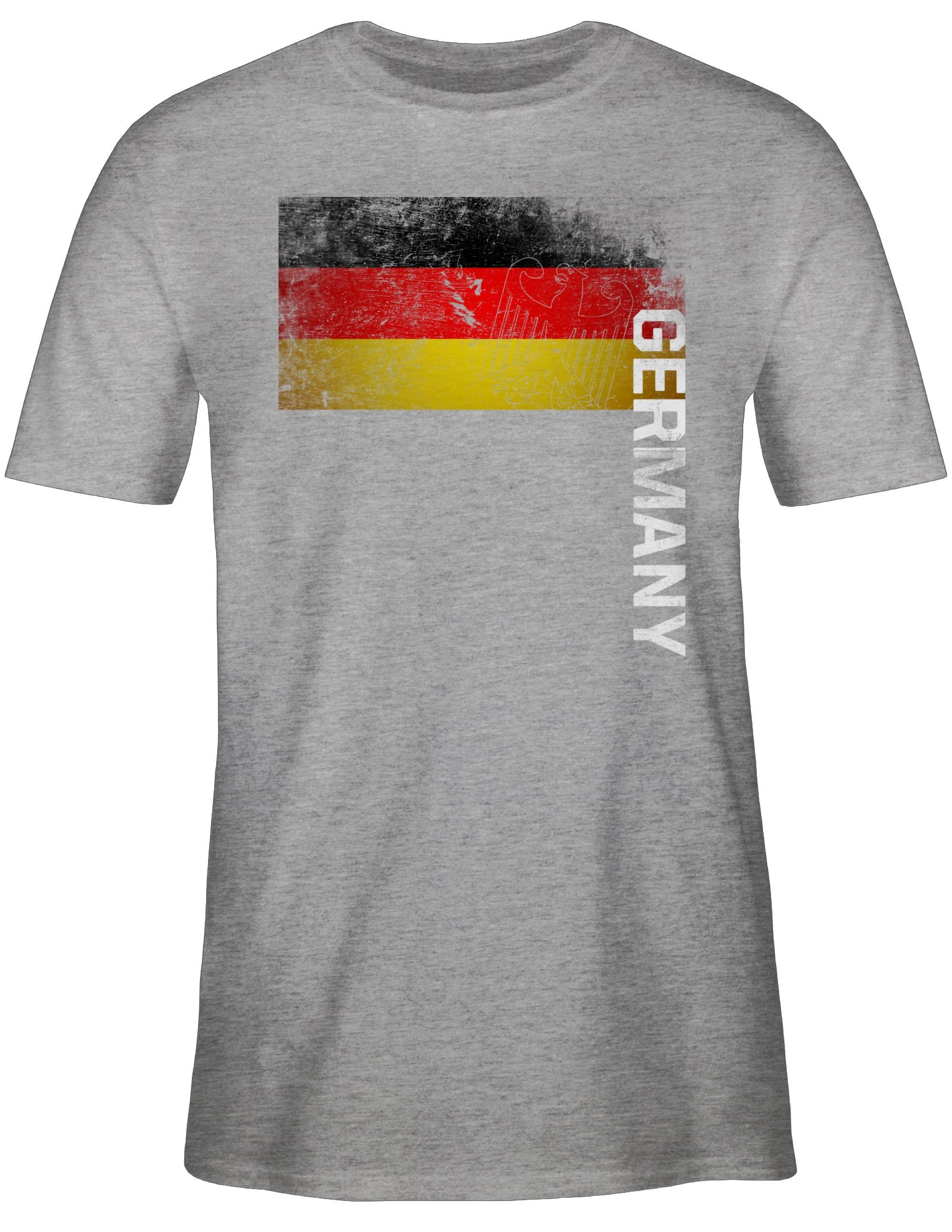 Shirtracer Vintage Grau meliert Adler Fussball Flagge T-Shirt EM Germany Deutschland 3 2024