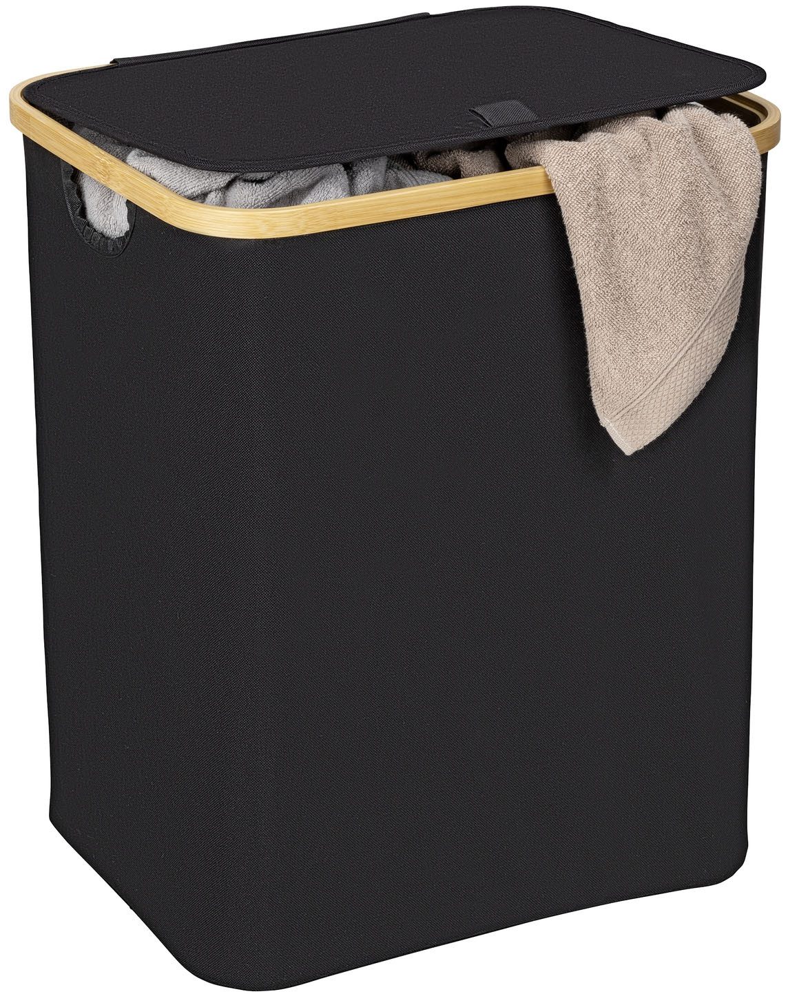 WENKO Wäschetruhe Ecori, Корзины для белья, schwarz, innen feuchtigkeitsabweisend beschichtet, 68 l