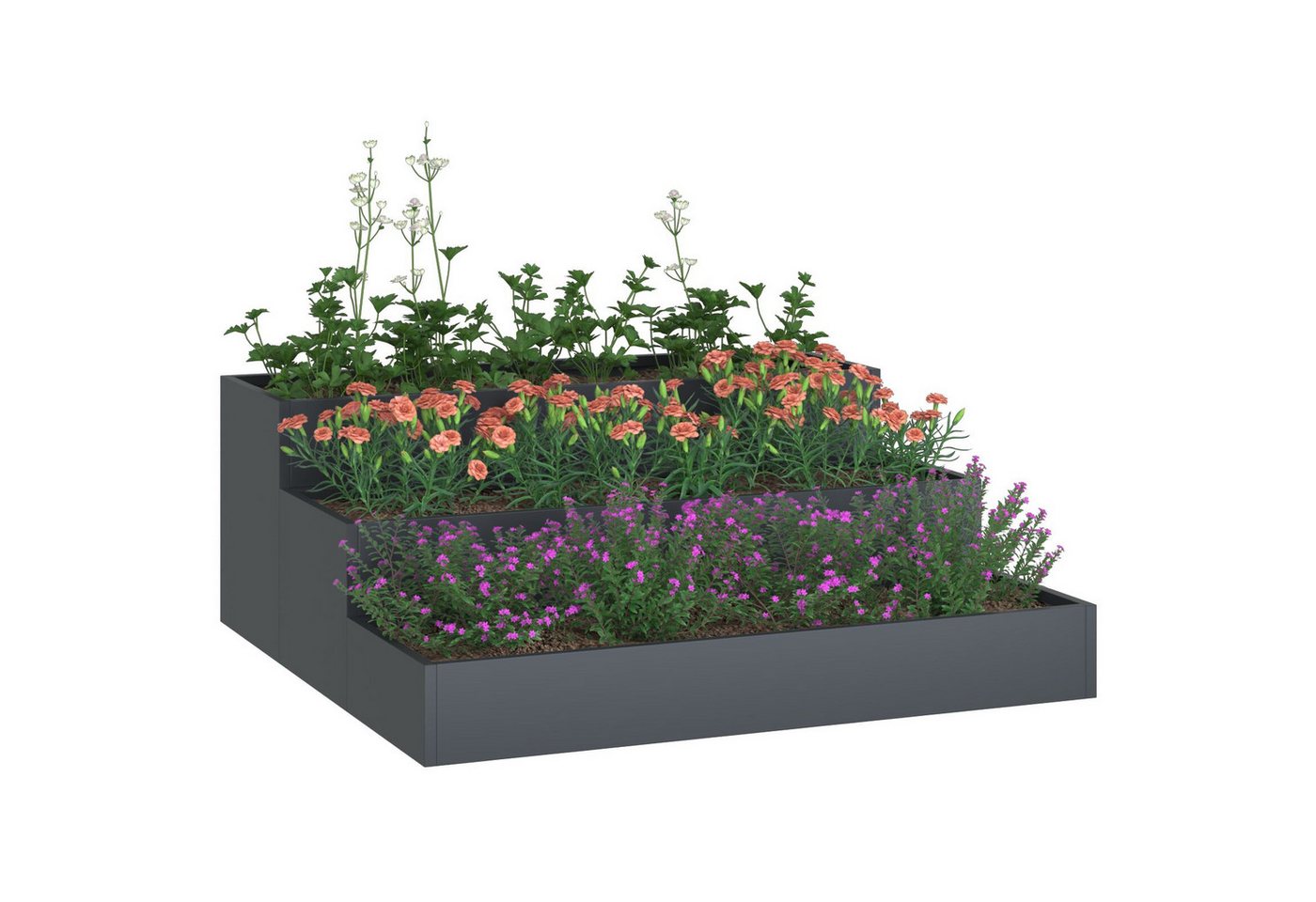 Thumbnail - vidaXL Blumentopf Pflanzkasten mit 3 Etagen 90x90x35 cm Anthrazit Stahl (1 St)