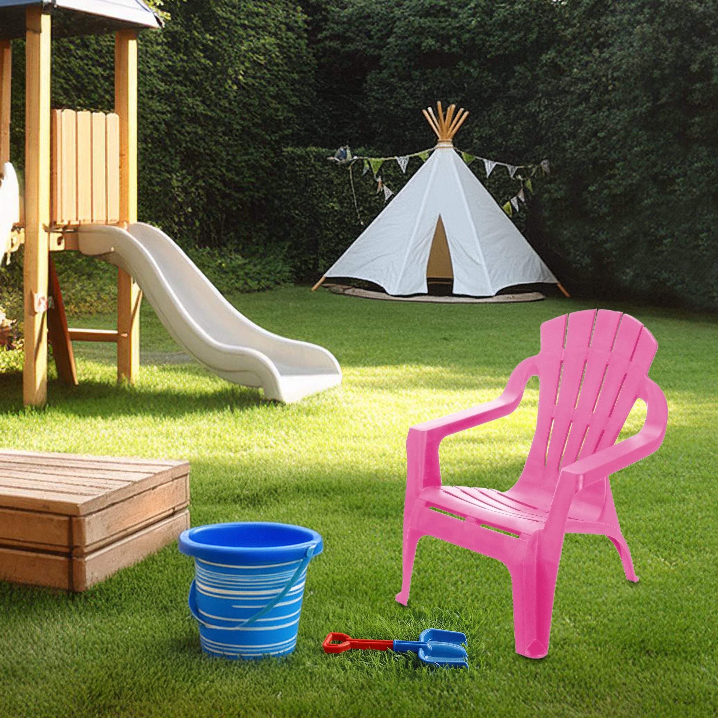 Spetebo Kinderstuhl Kinder Lounge Gartenstuhl aus Kunststoff (Stück, 1 St), Robuster Garten Loungesessel für Kleinkinder