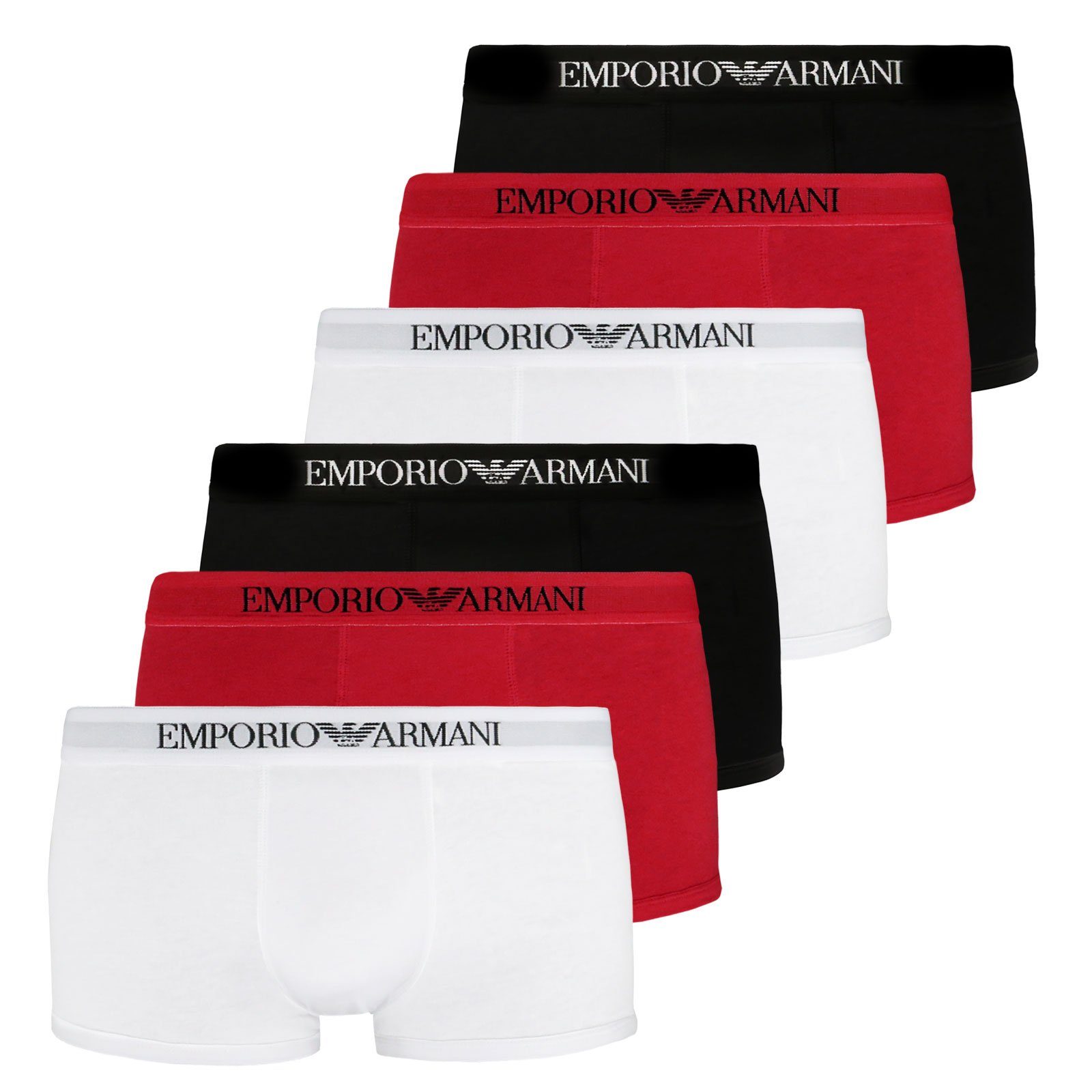 Emporio Armani Trunk Pure Cotton (6-St) ohne störende Gesäßnaht 23410 white / red / black