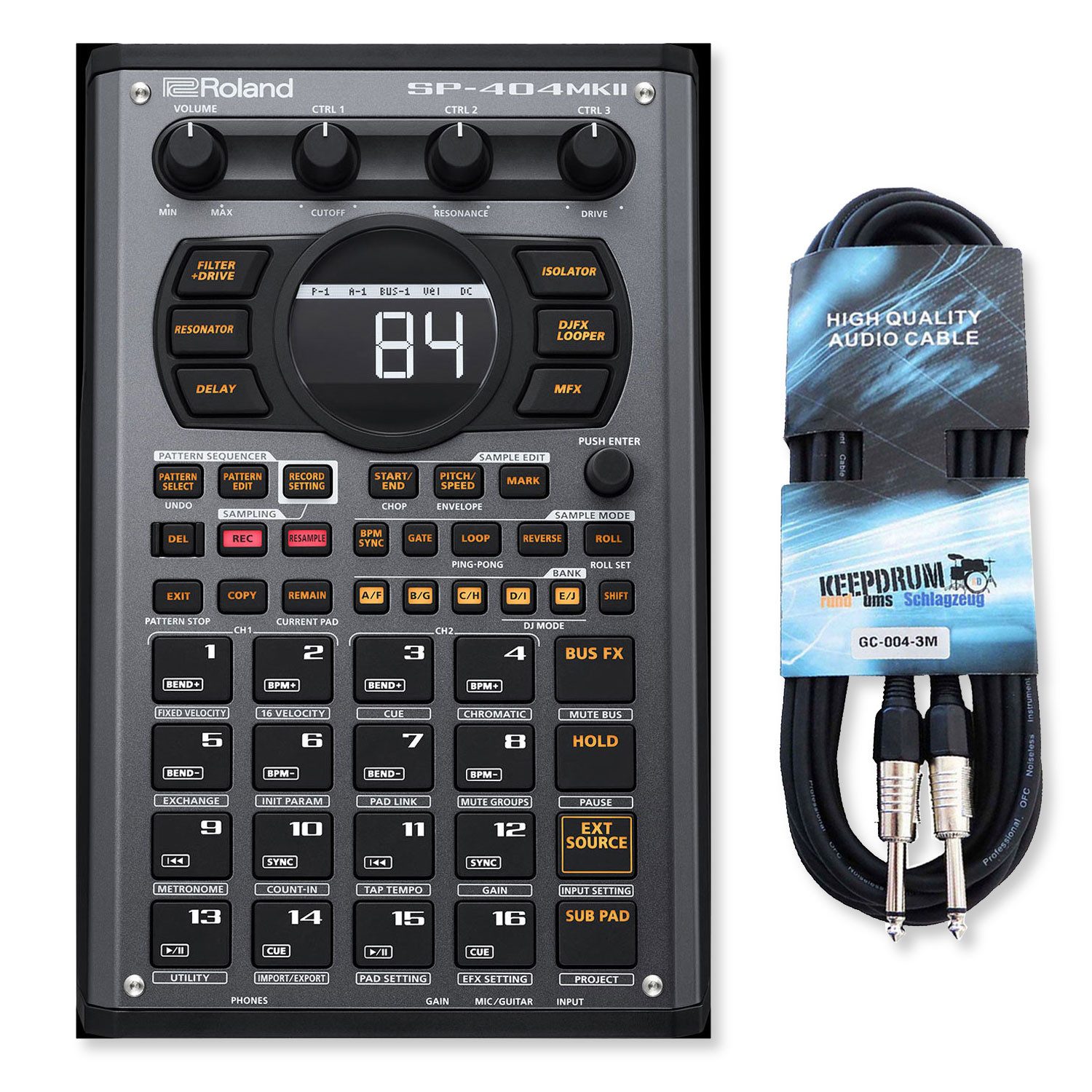 Roland Audio Roland Sampler SP-404 MKII mobiler Sequencer mit Klinkenkabel Digitales Aufnahmegerät (Vorteils-Set mit Klinkenkabel)
