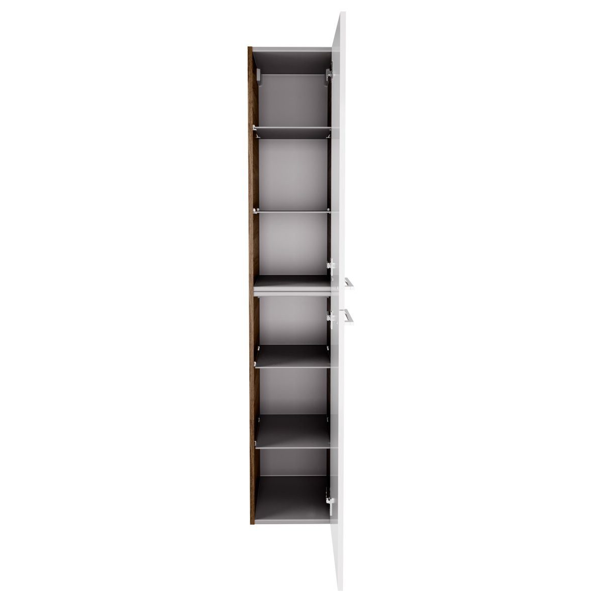 FACKELMANN Hochschrank Verona Hochschrank rechts - Weiß Hochglanz - Nussbaum