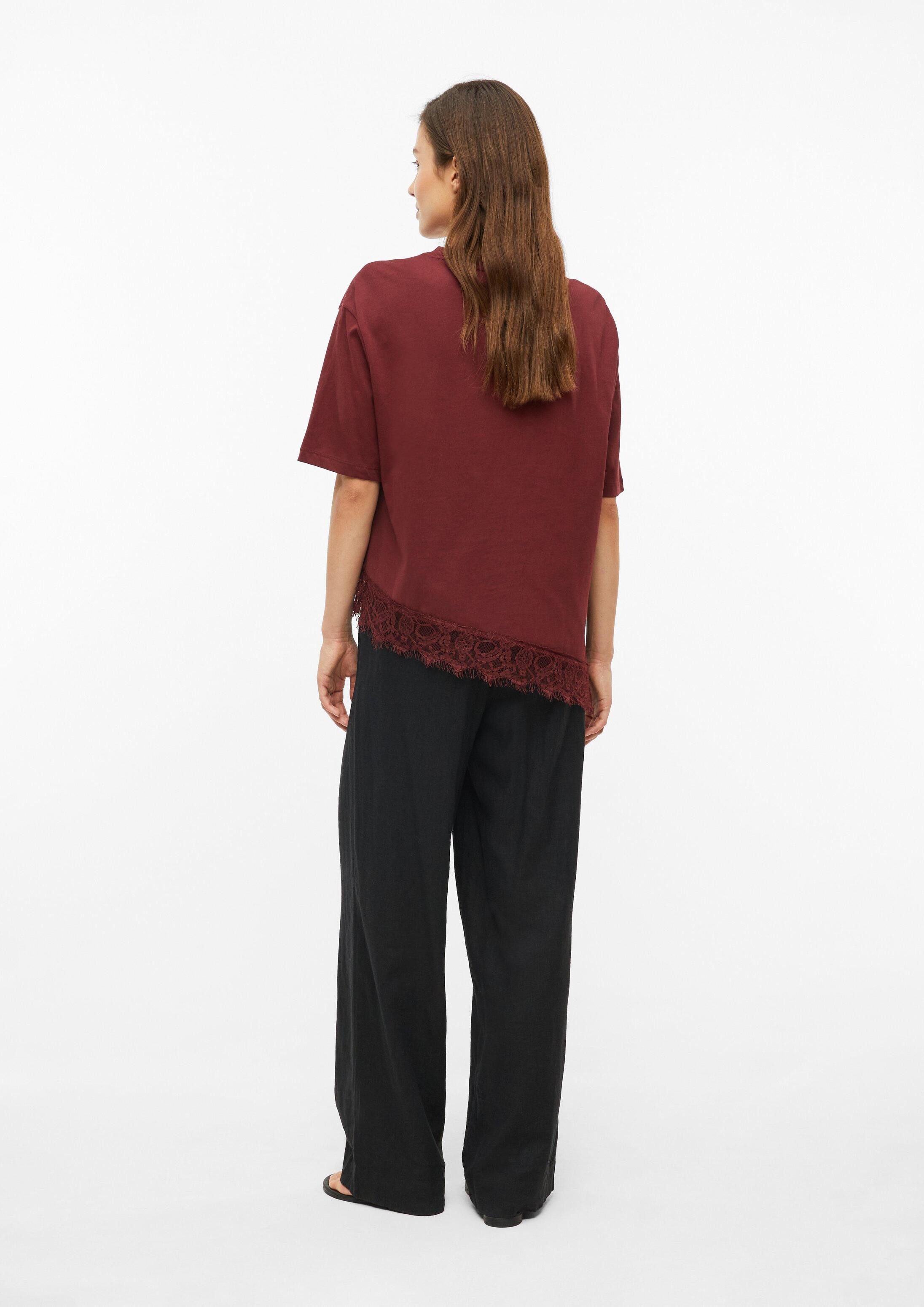 s.Oliver Kurzarmshirt T-Shirt T-Shirt mit asymmetrischem Spitzensaum
