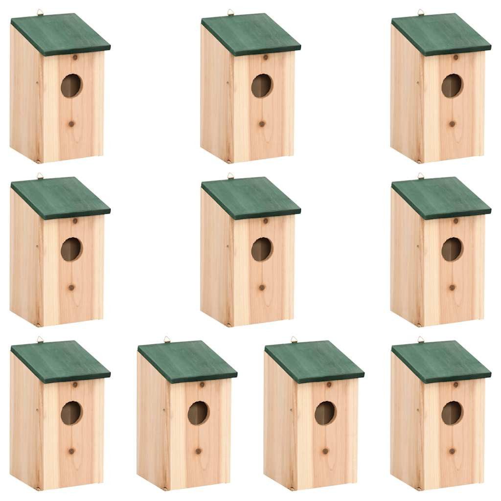 vidaXL Vogelhaus Vogelhäuser 10 Stk. Tanne Massivholz 12x12x22 cm