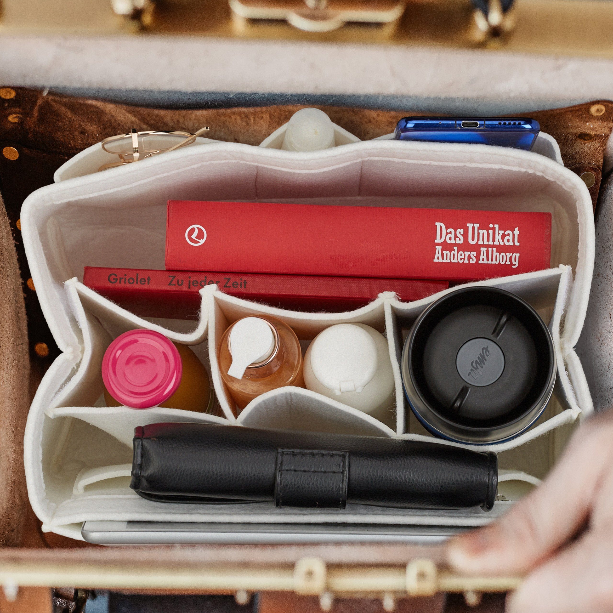 relaxdays Handtasche Taschenorganizer Handtasche Filz weiß, S günstig online kaufen