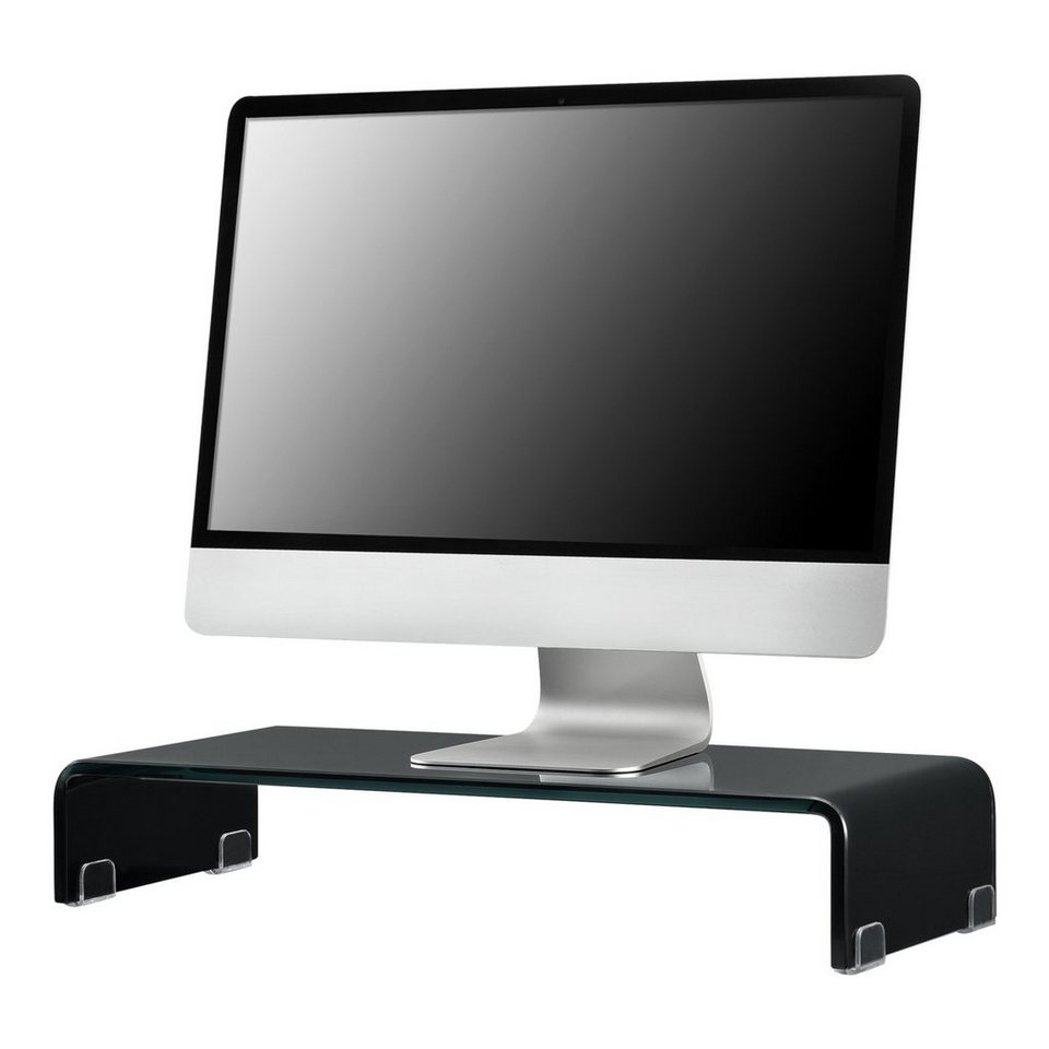 Monitortisch Bildschirm Ständer Monitor TV Erhöhung Hochglanz Weiß  B:60 cm
