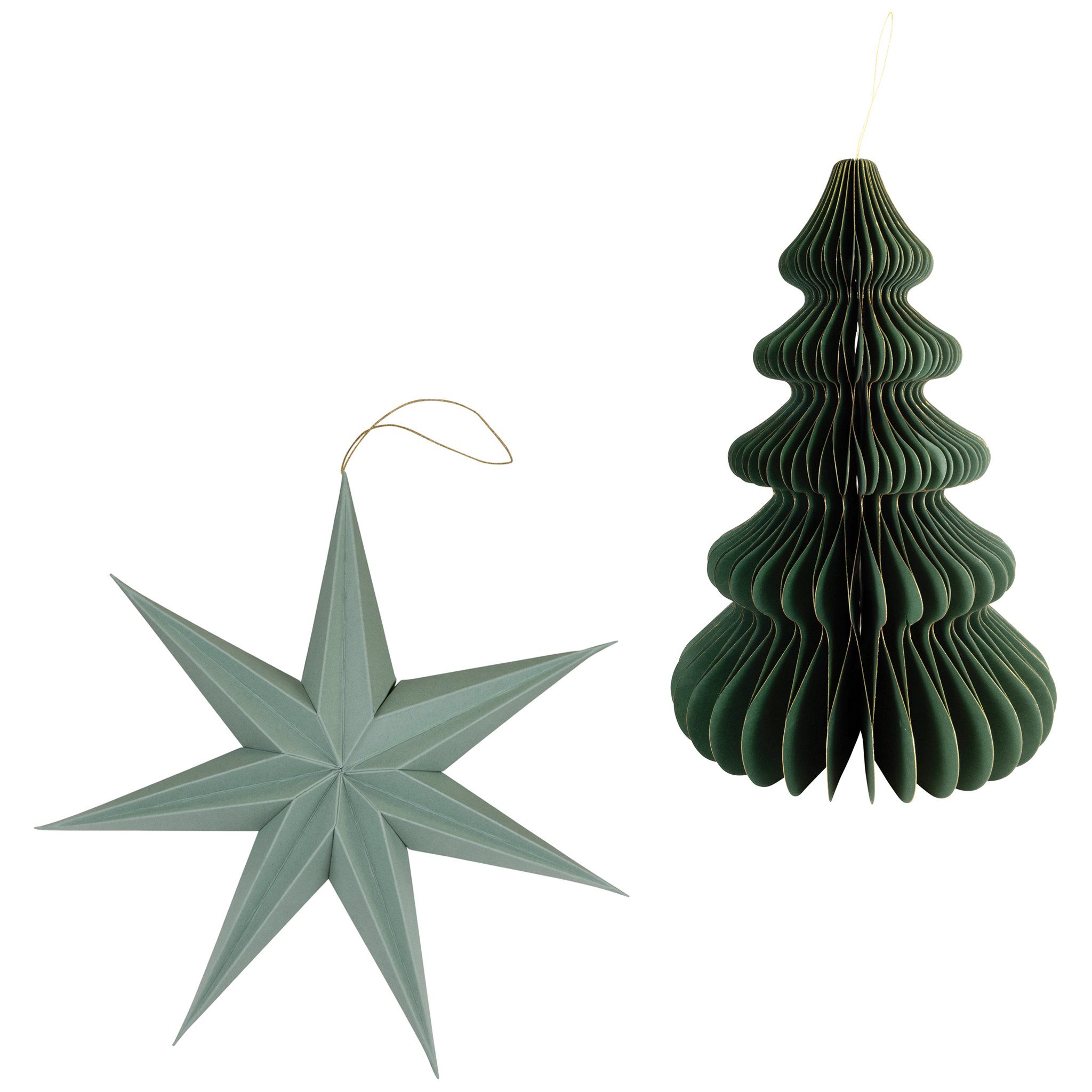 matches21 HOME & HOBBY Dekohänger Weihnachtsdeko Weihnachten zum Aufhängen Grüntöne 2er Set (2 St), 20 cm Papier Weihnachtsbaumschmuck