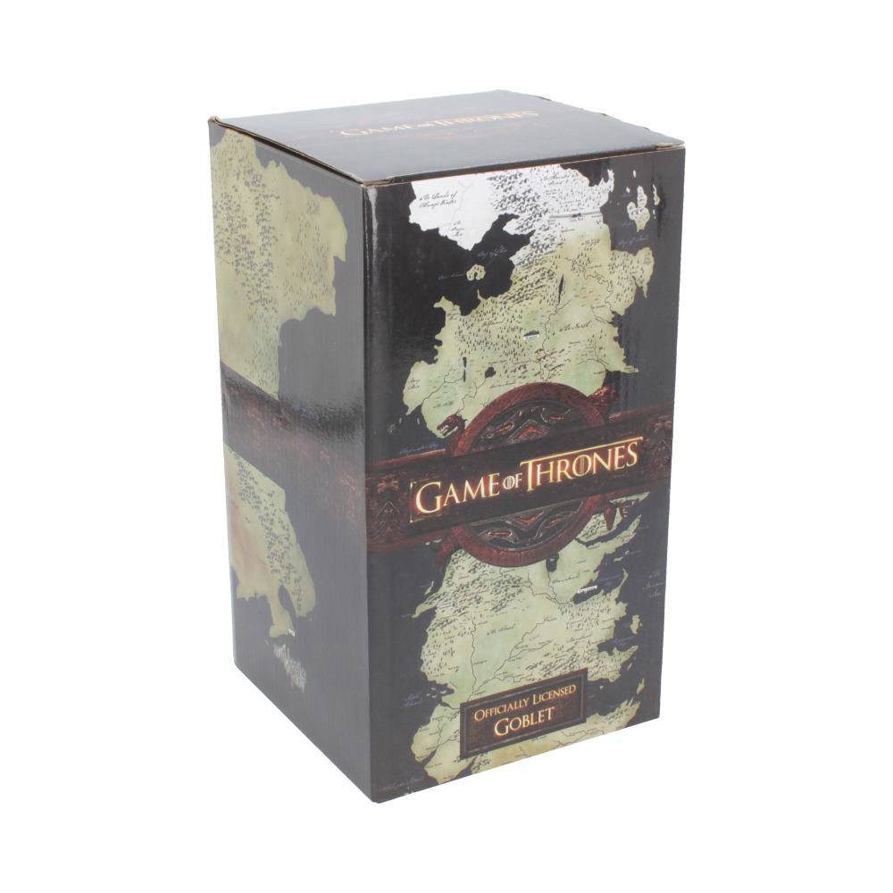 Nemesis Now Weinglas Game of Thrones Kelch Stark, 1-tlg., Offiziell lizenzierter, handbemalter Kelch