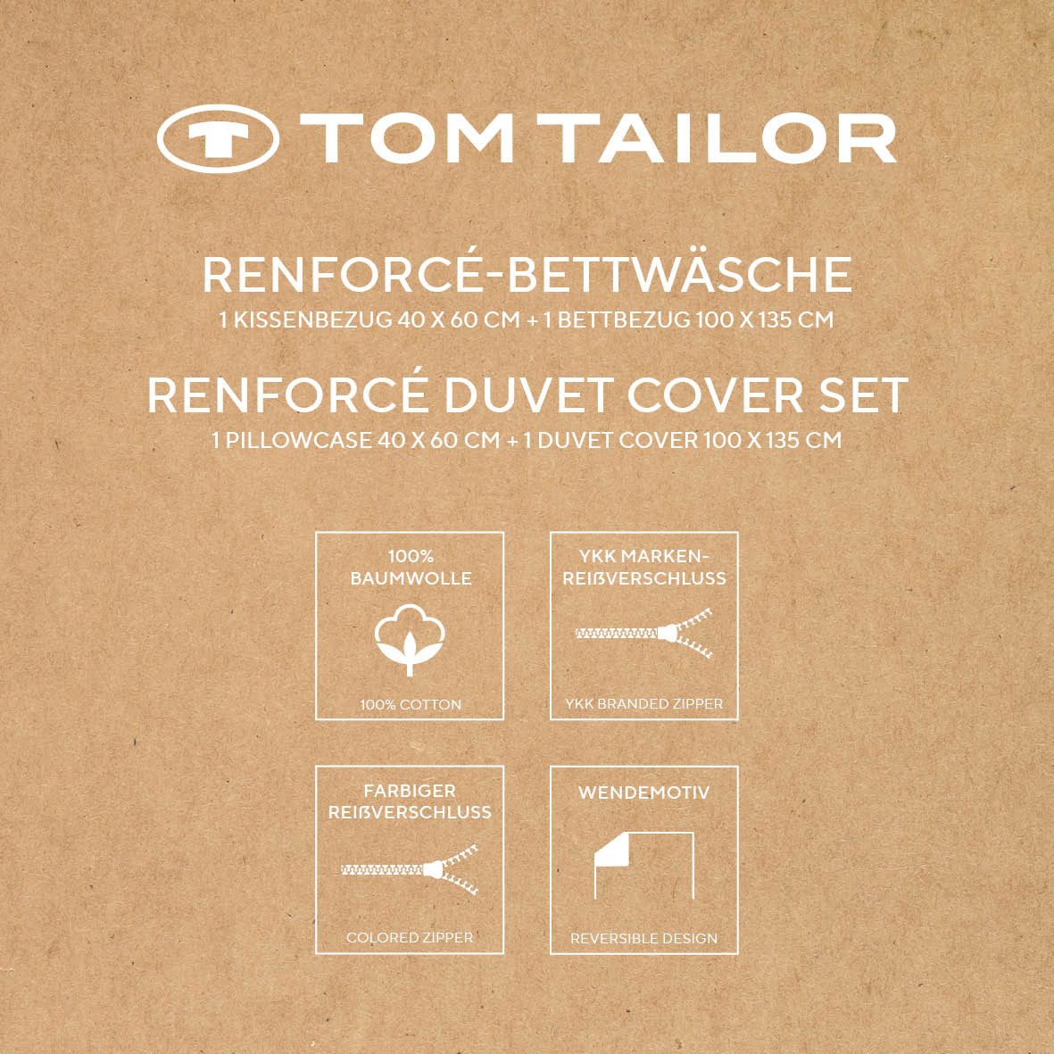 TOM TAILOR HOME Babybettwäsche TWO-TONE SOLID COLORS in Gr. 100x135cm, Renforcé, 2 teilig, new bedroom, gewebtes Label