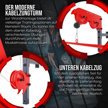 K-SPORT Kraftstation Oberer & unterer Kabelzug zur Wandmontage, (Fitness-Seilzug für effektiven Muskelaufbau, Kabelzugstation zum Trainieren Всіr Muskeln), Made in EU!